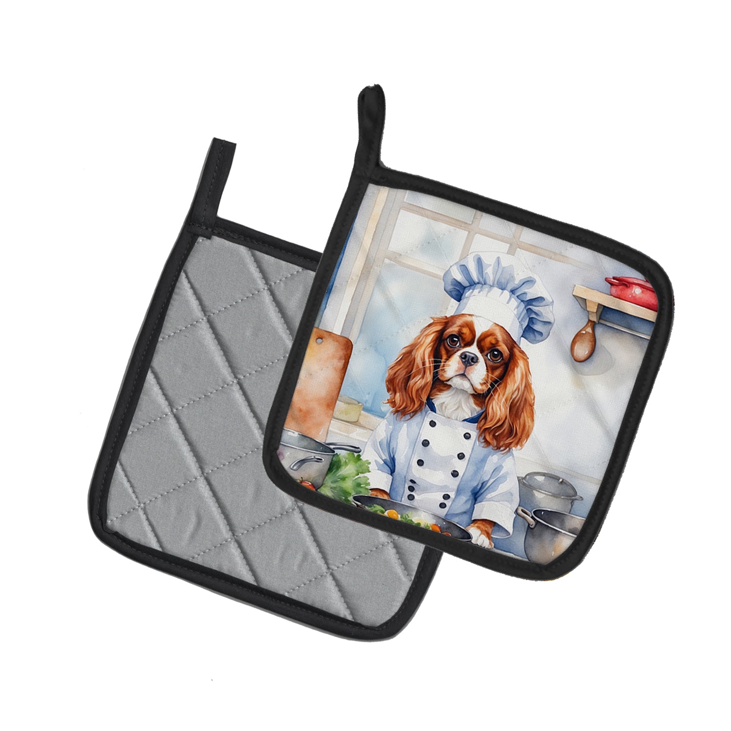 Cavalier Spaniel The Chef Pair of Pot Holders