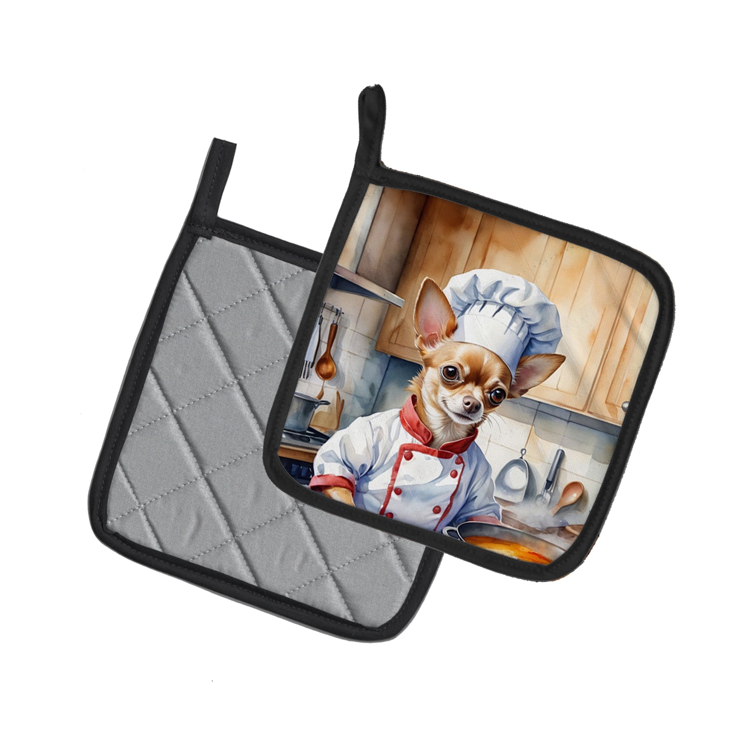 Chihuahua The Chef Pair of Pot Holders