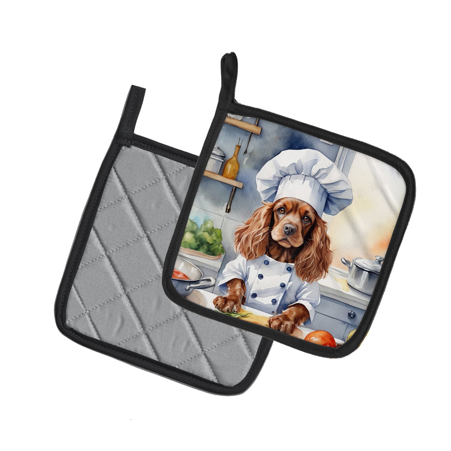 Cocker Spaniel The Chef Pair of Pot Holders