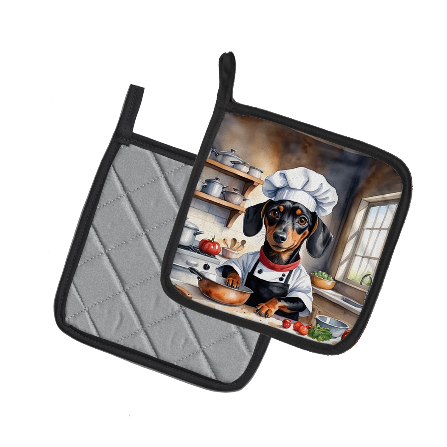 Dachshund The Chef Pair of Pot Holders
