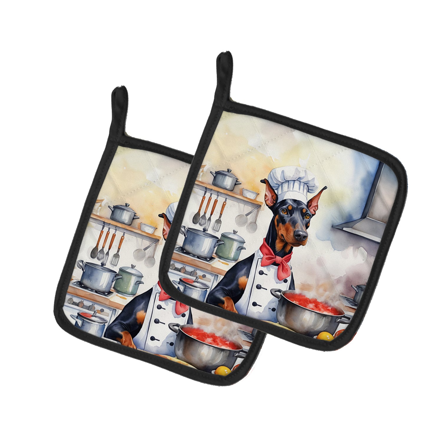 Buy this Doberman Pinscher The Chef Pair of Pot Holders