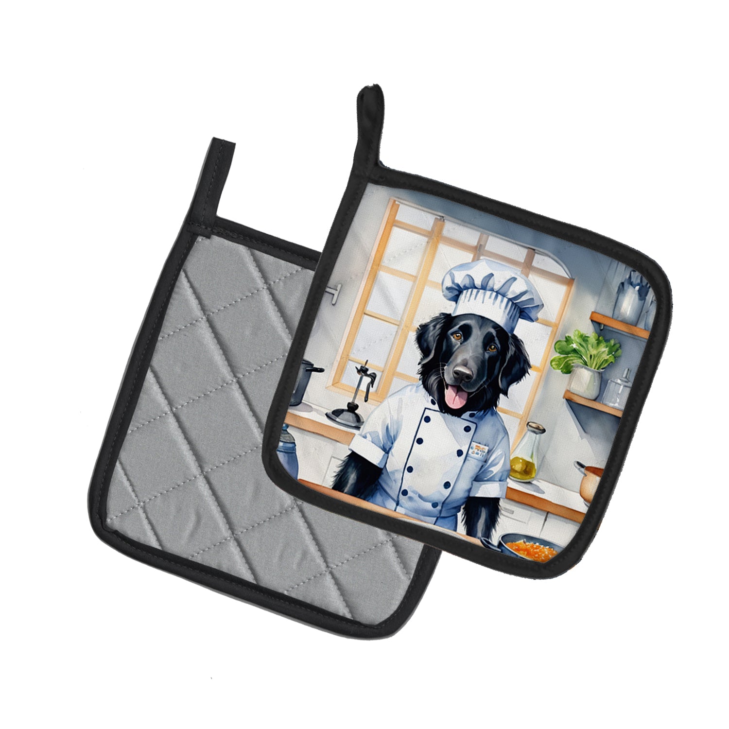 Flat-Coated Retriever The Chef Pair of Pot Holders