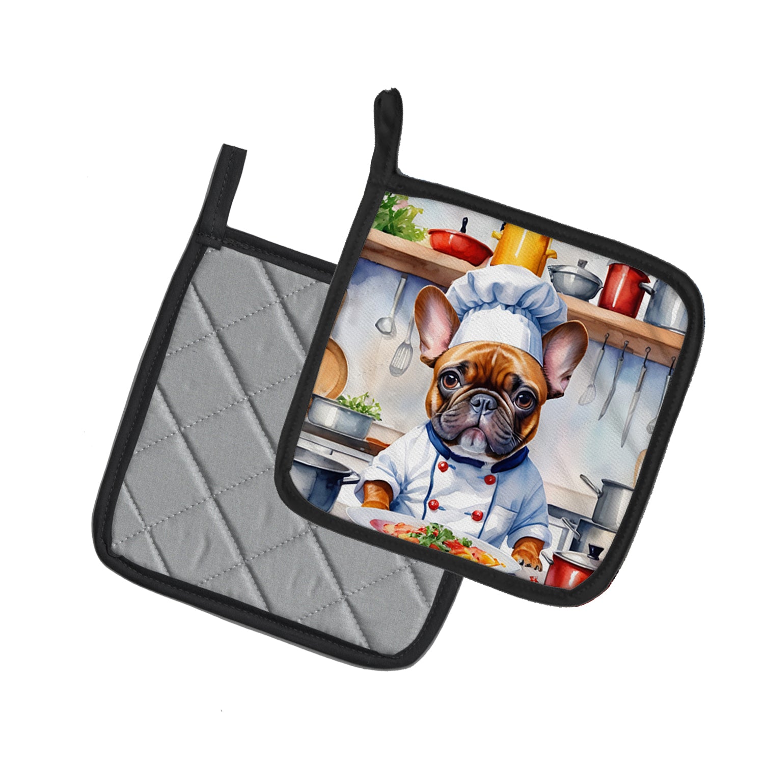 French Bulldog The Chef Pair of Pot Holders