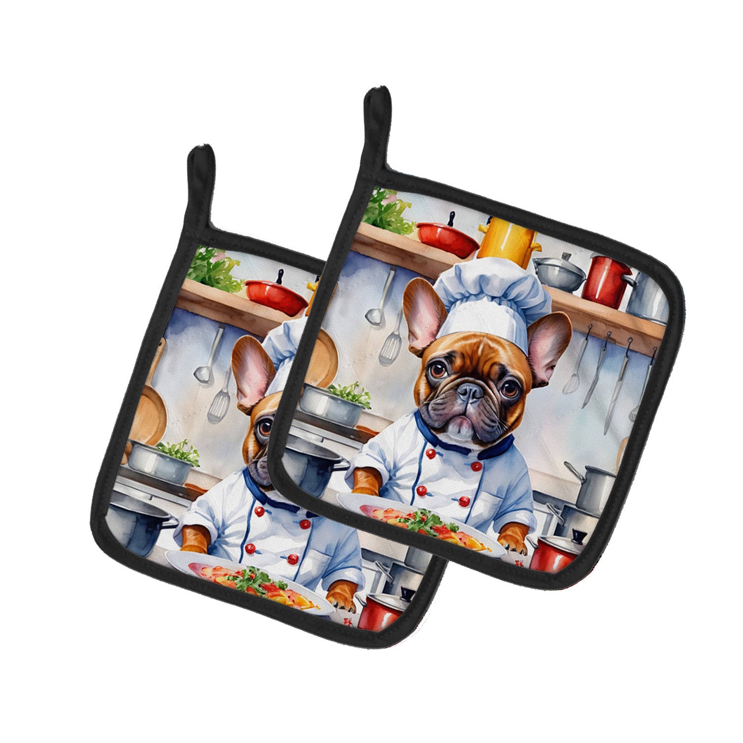 Buy this French Bulldog The Chef Pair of Pot Holders