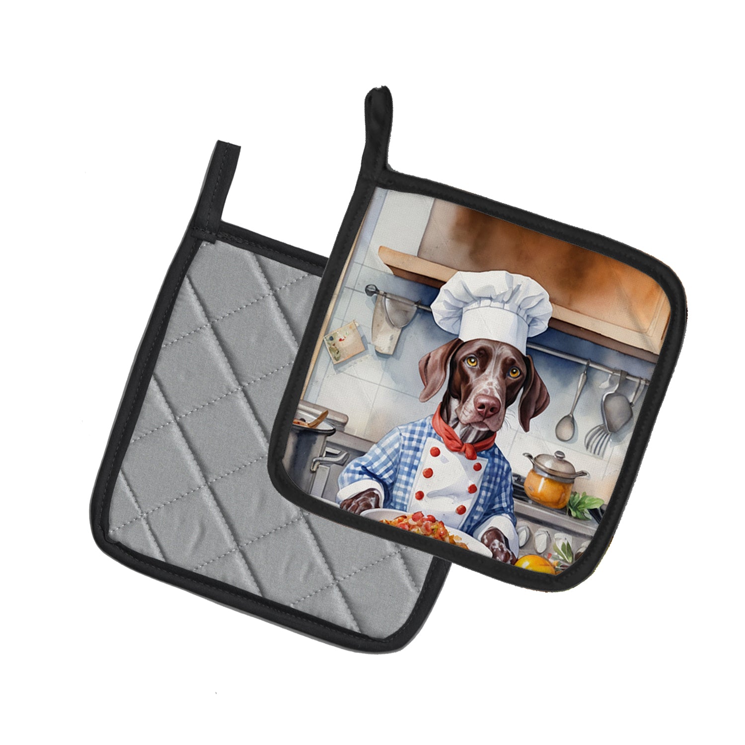 German Shorthaired Pointer The Chef Pair of Pot Holders