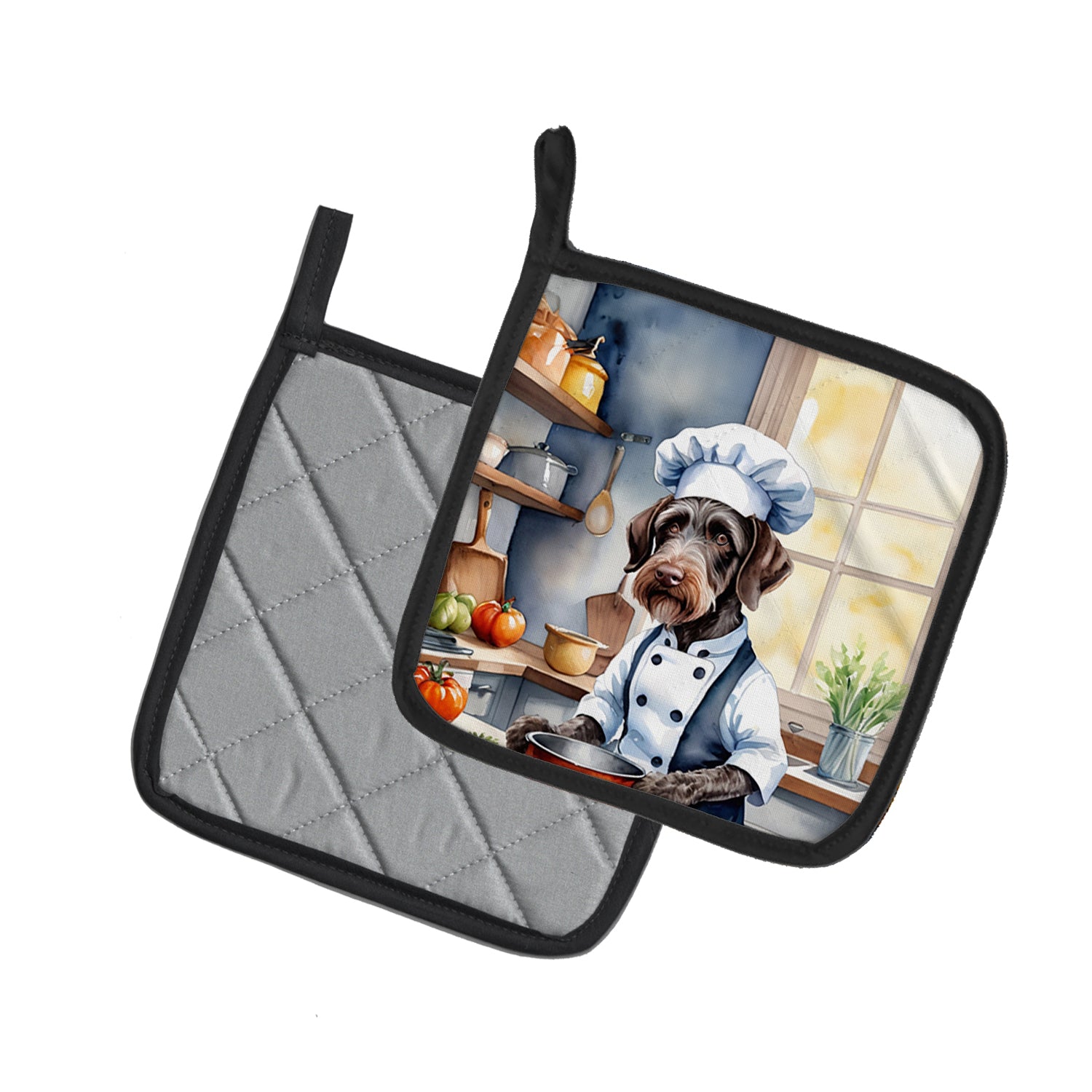 Buy this German Wirehaired Pointer The Chef Pair of Pot Holders