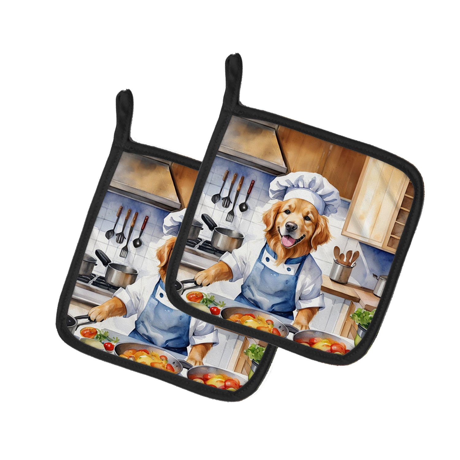 Buy this Golden Retriever The Chef Pair of Pot Holders