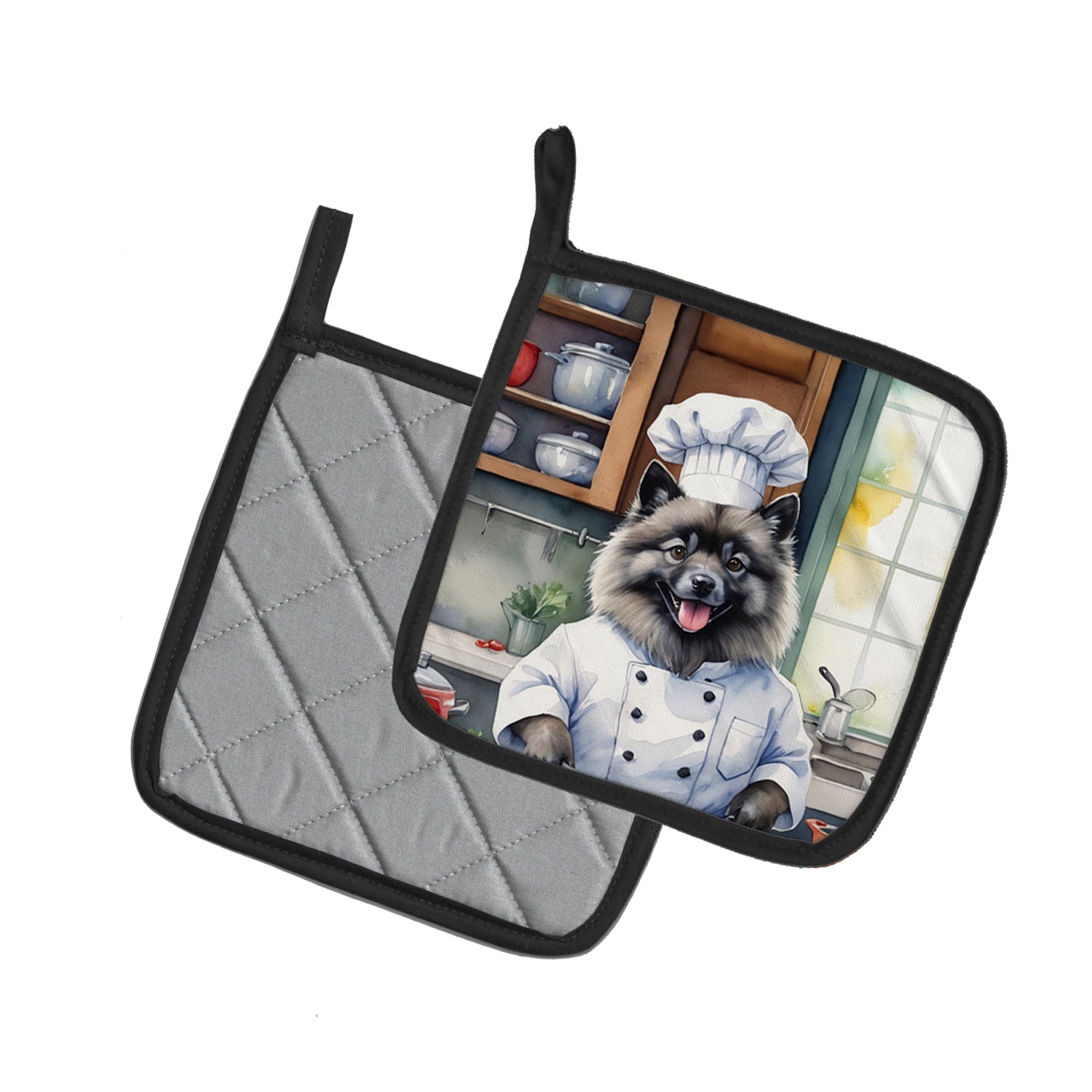 Keeshond The Chef Pair of Pot Holders