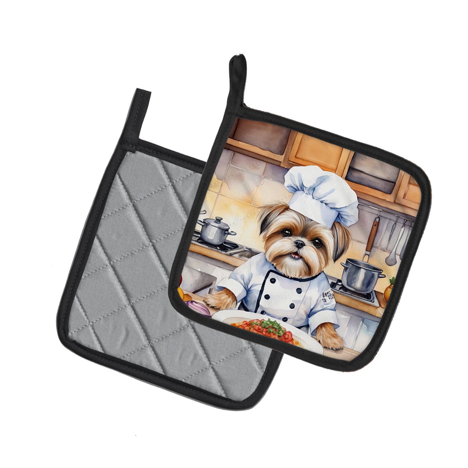 Lhasa Apso The Chef Pair of Pot Holders