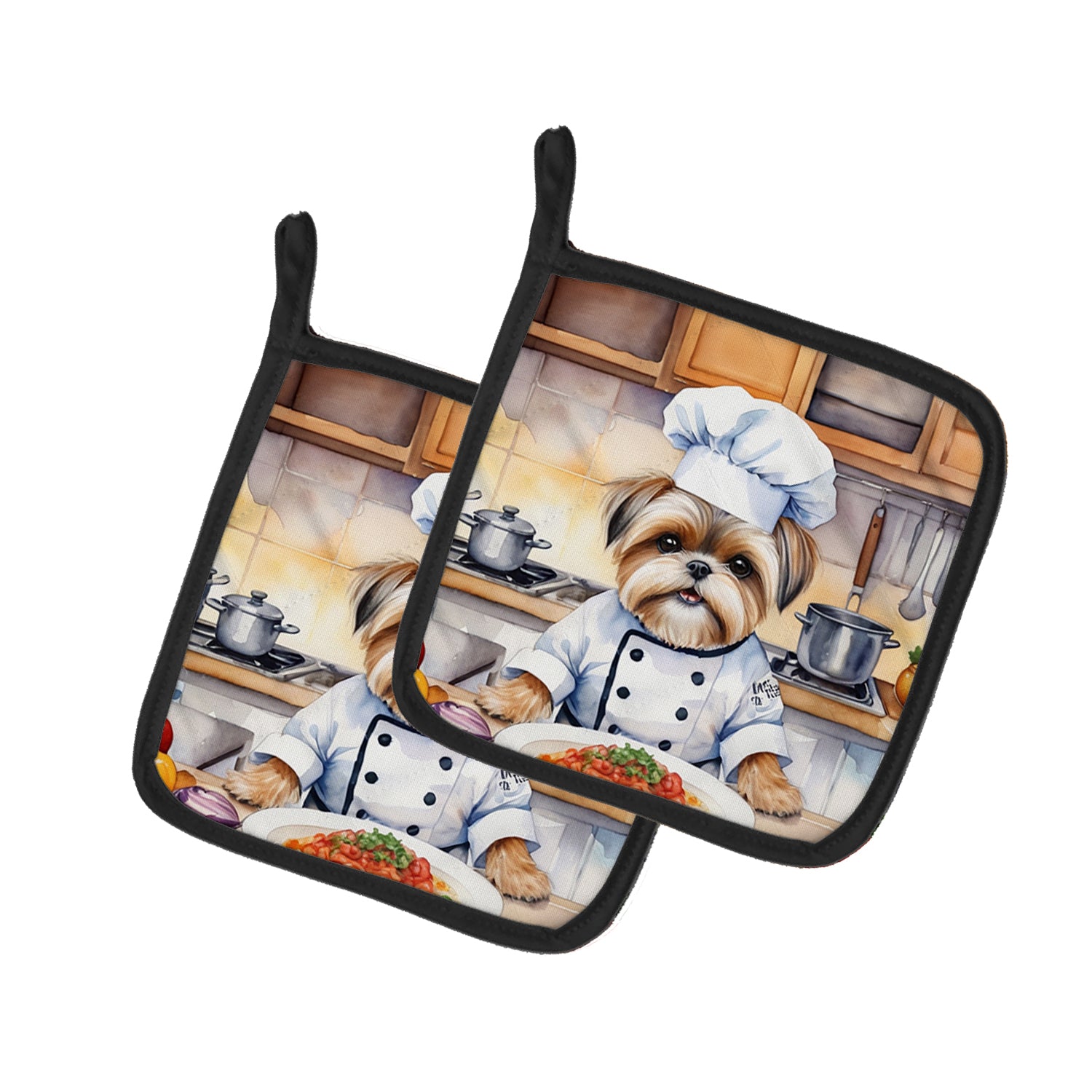 Buy this Lhasa Apso The Chef Pair of Pot Holders