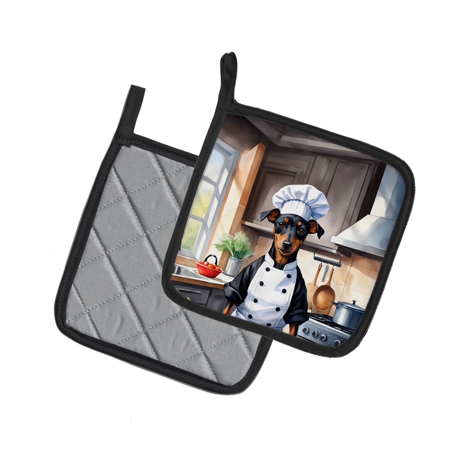 Manchester Terrier The Chef Pair of Pot Holders
