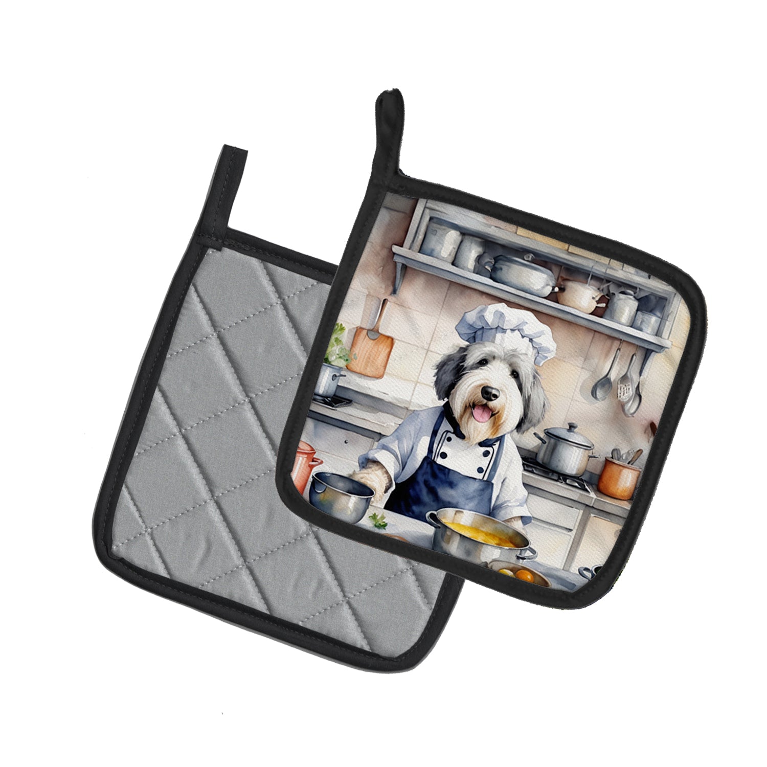 Old English Sheepdog The Chef Pair of Pot Holders
