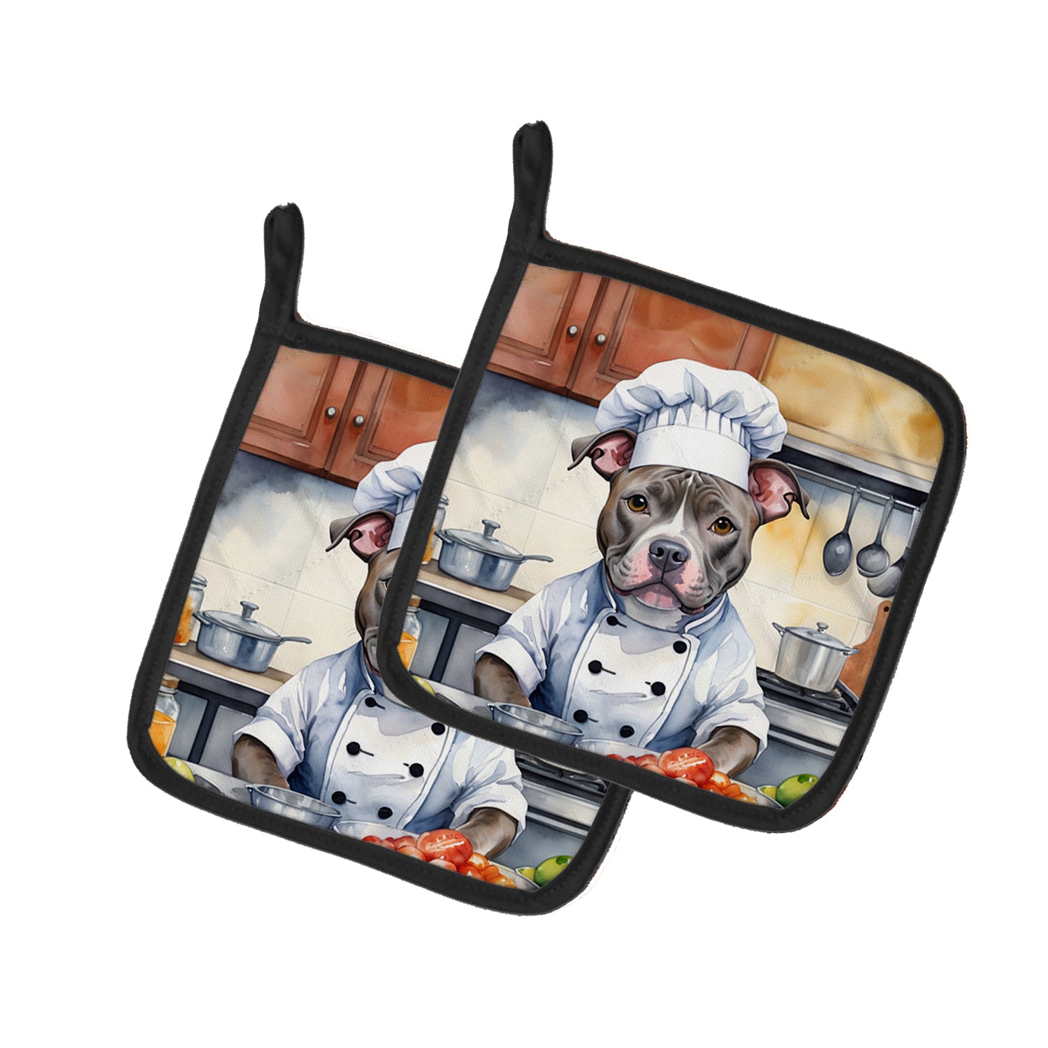 Buy this Pit Bull Terrier The Chef Pair of Pot Holders