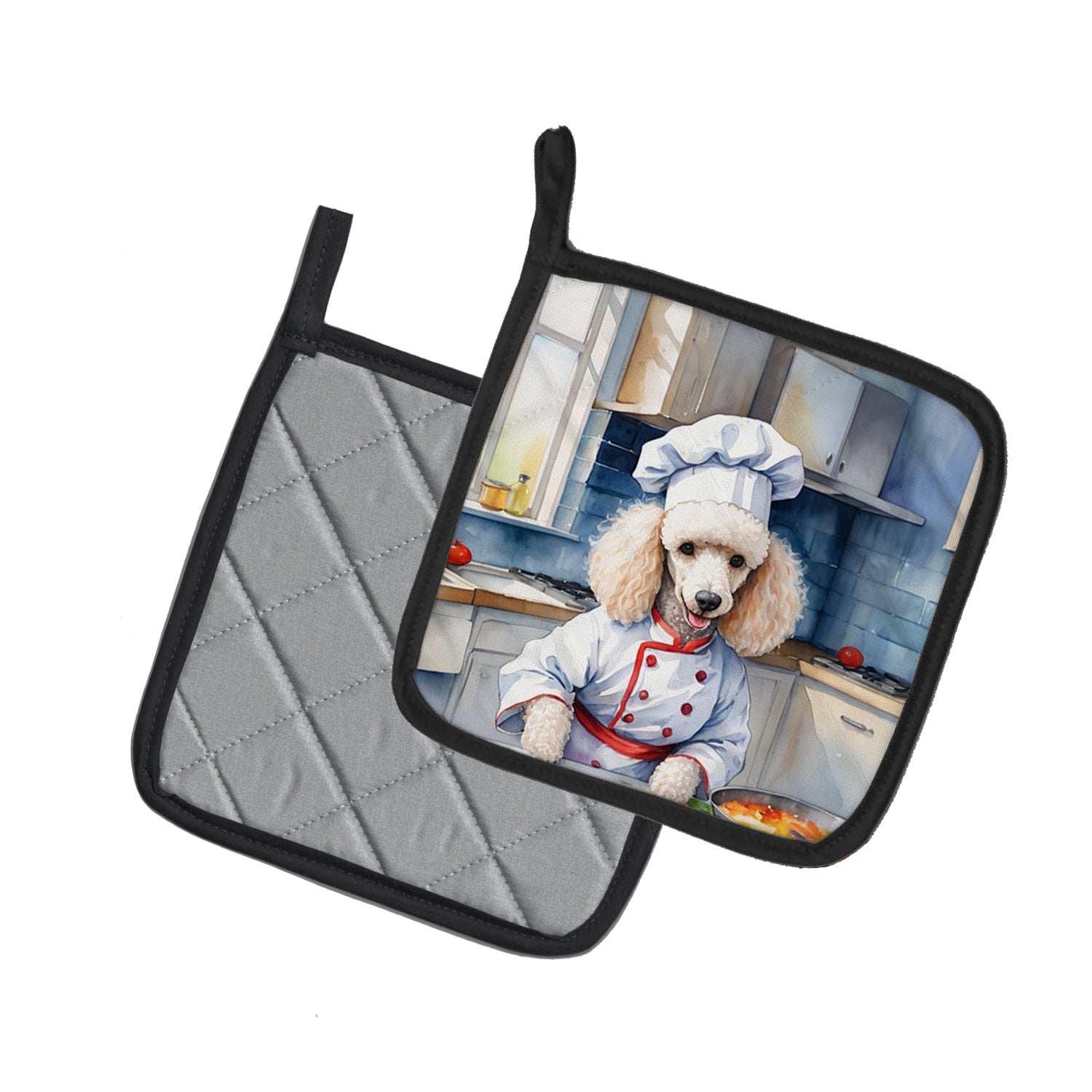 Buy this White Poodle The Chef Pair of Pot Holders
