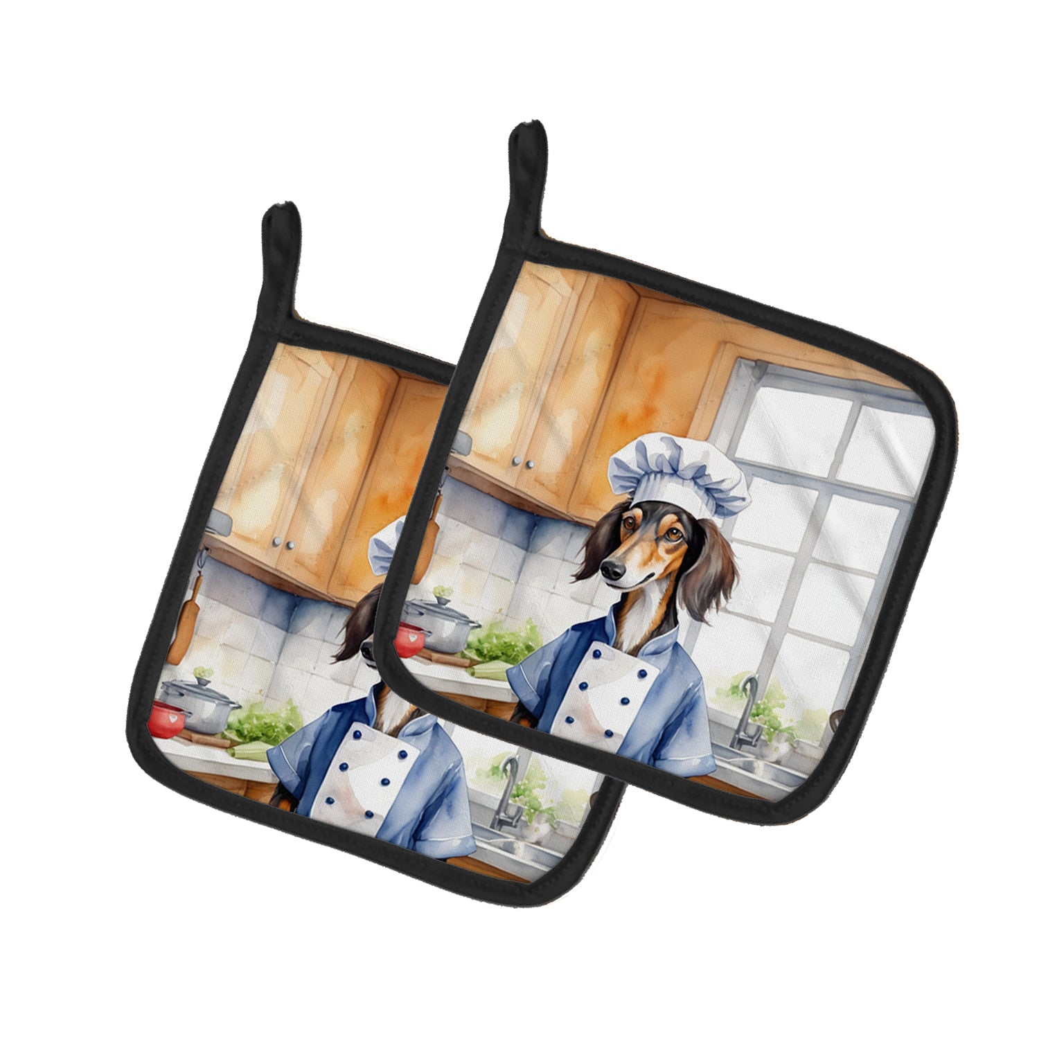 Buy this Saluki The Chef Pair of Pot Holders