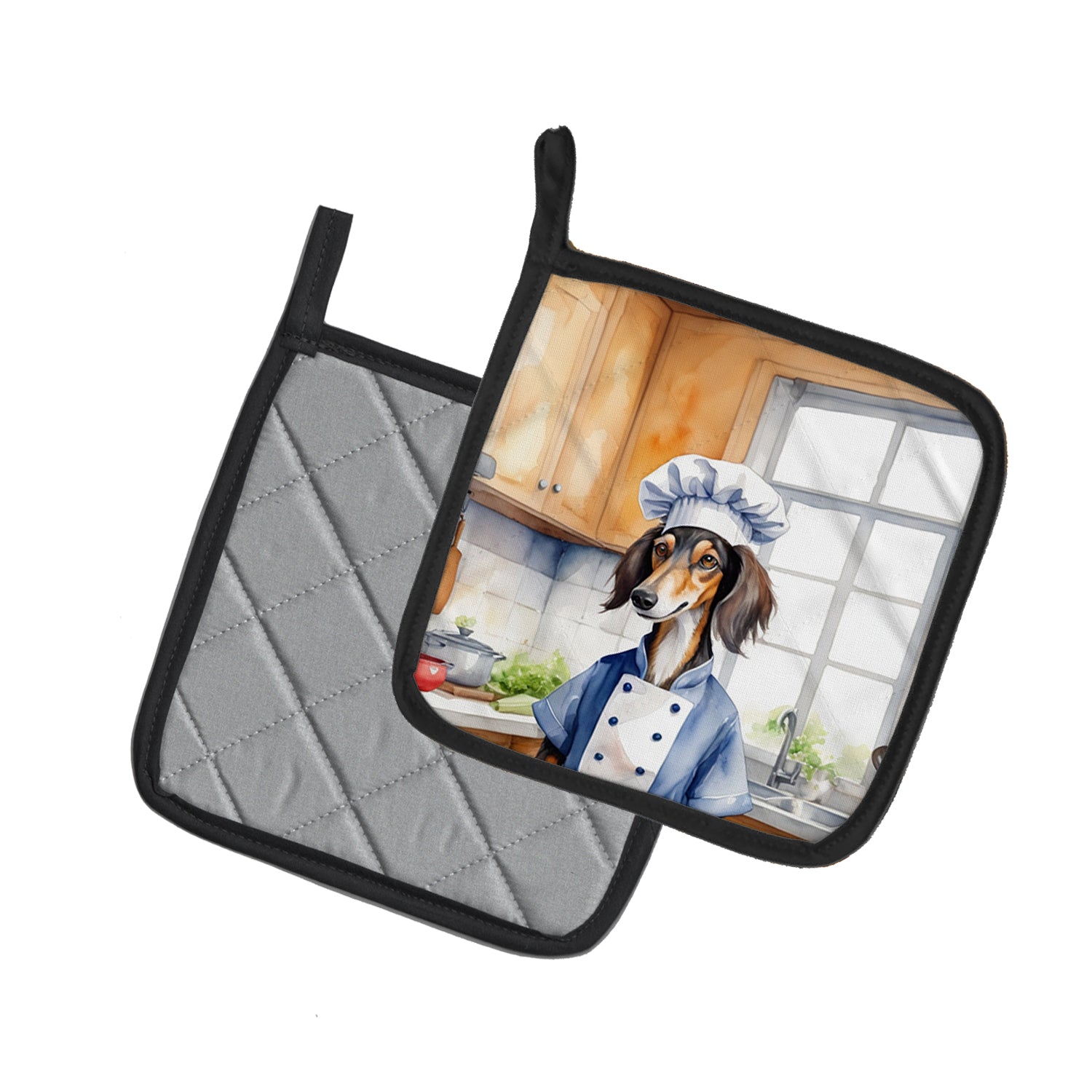 Saluki The Chef Pair of Pot Holders