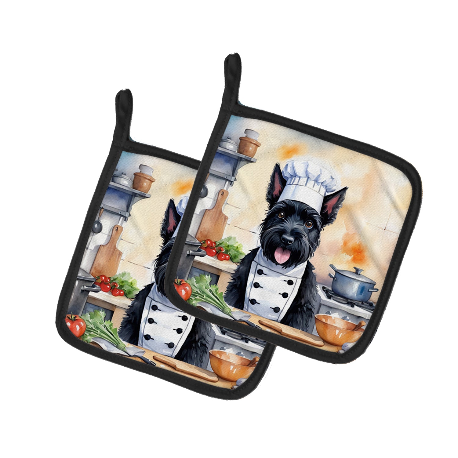 Buy this Scottish Terrier The Chef Pair of Pot Holders