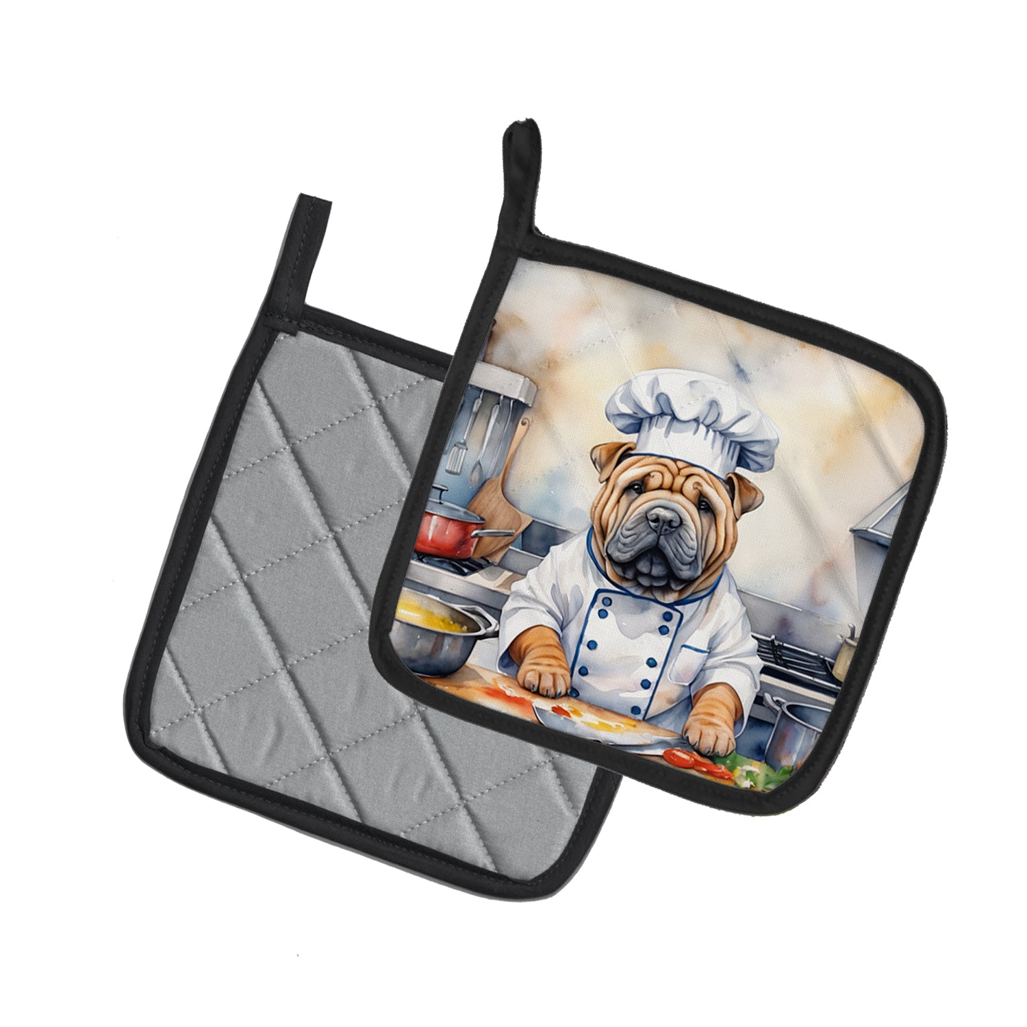 Shar Pei The Chef Pair of Pot Holders