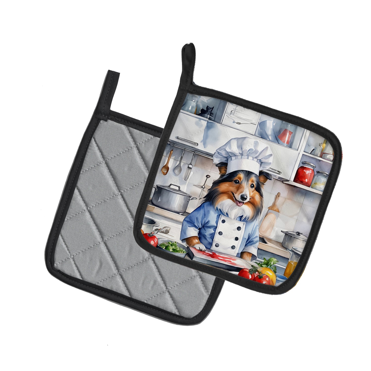 Sheltie The Chef Pair of Pot Holders
