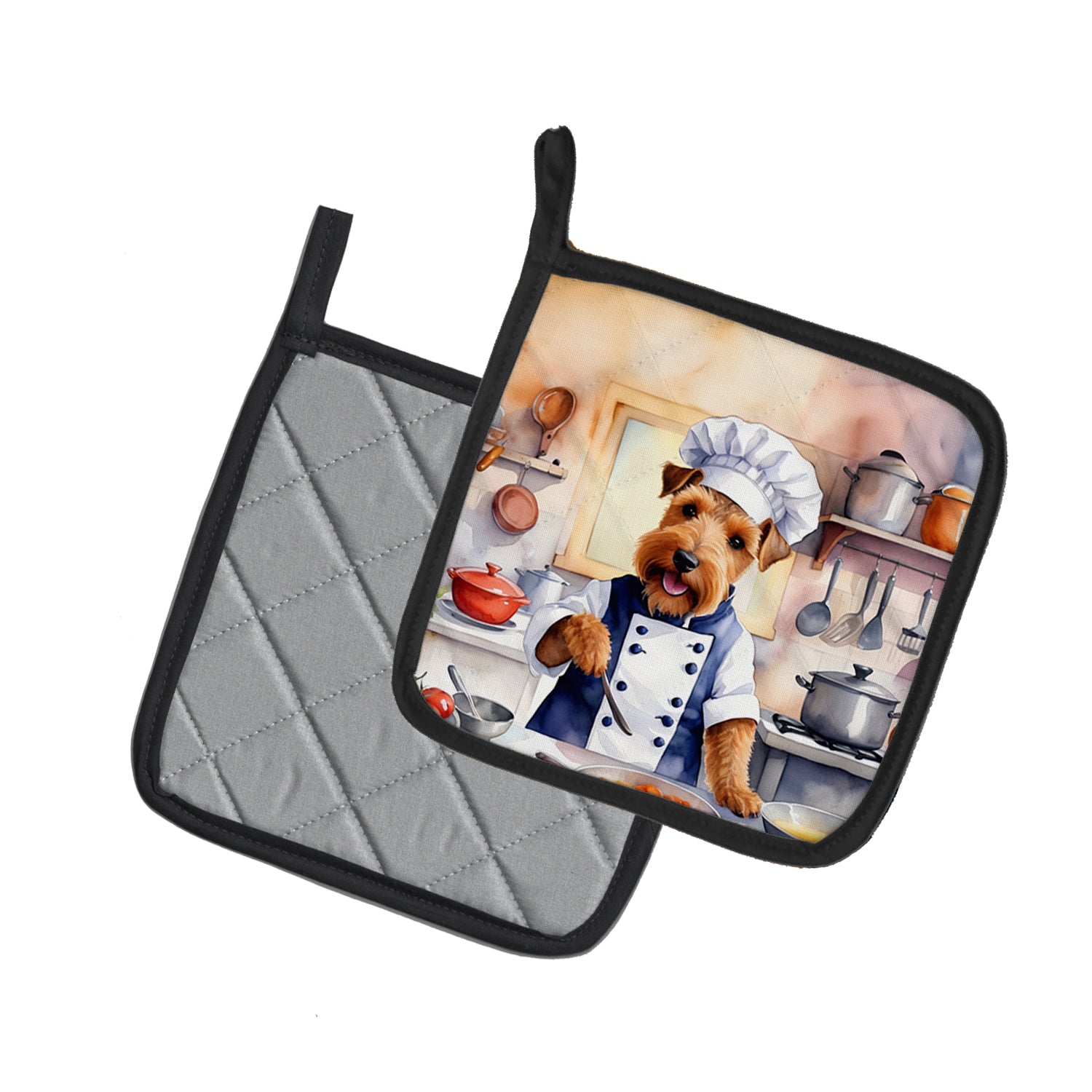 Welsh Terrier The Chef Pair of Pot Holders