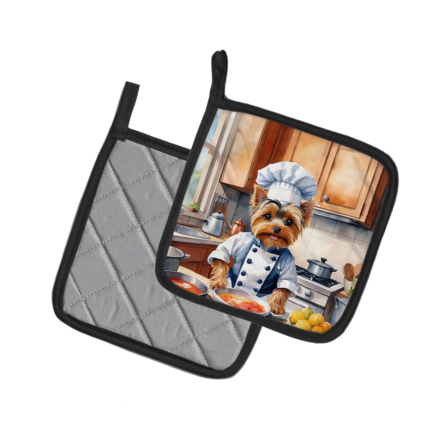 Yorkie Yorkshire Terrier The Chef Pair of Pot Holders