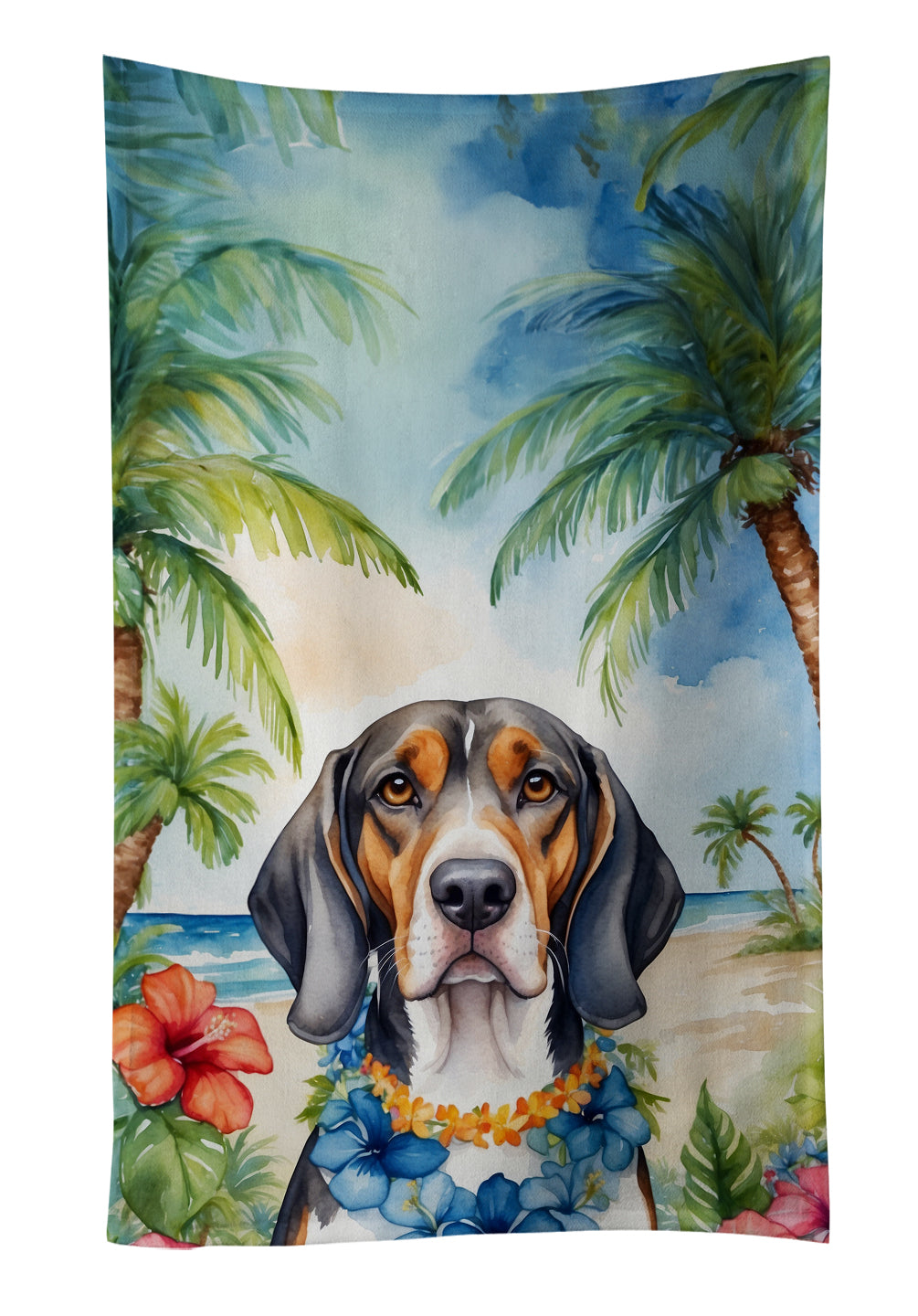 Buy this American English Coonhound Luau Kitchen Towel