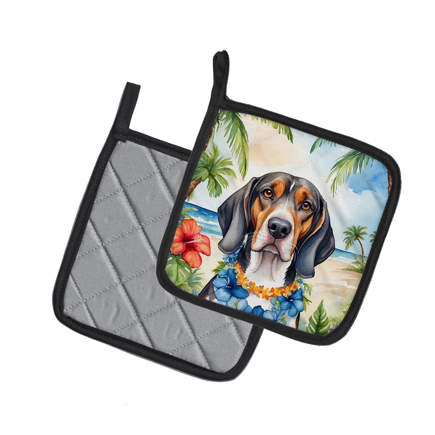 Buy this American English Coonhound Luau Pair of Pot Holders
