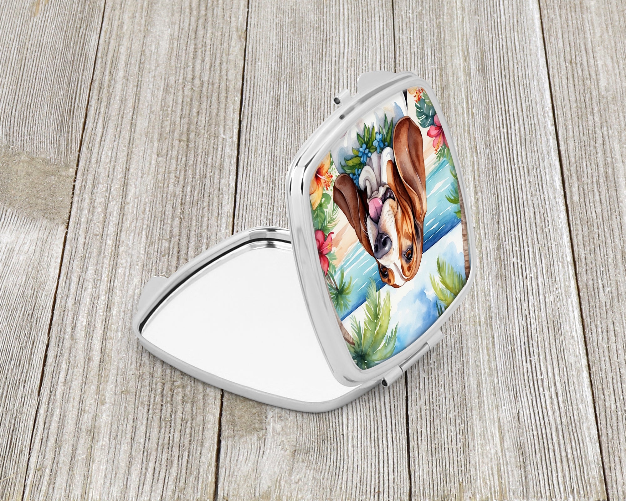 Buy this Basset Hound Luau Compact Mirror