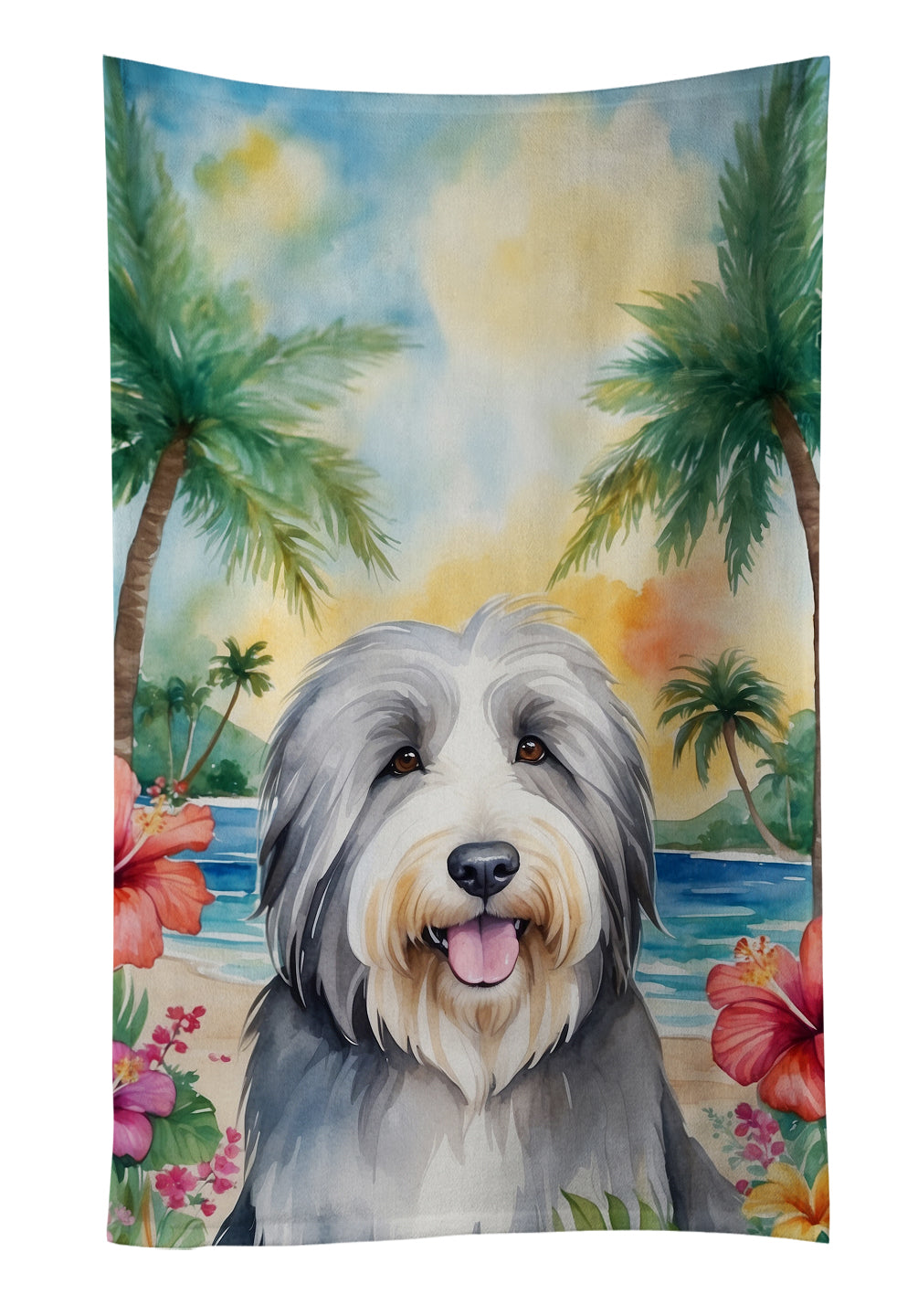 Buy this Bearded Collie Luau Kitchen Towel
