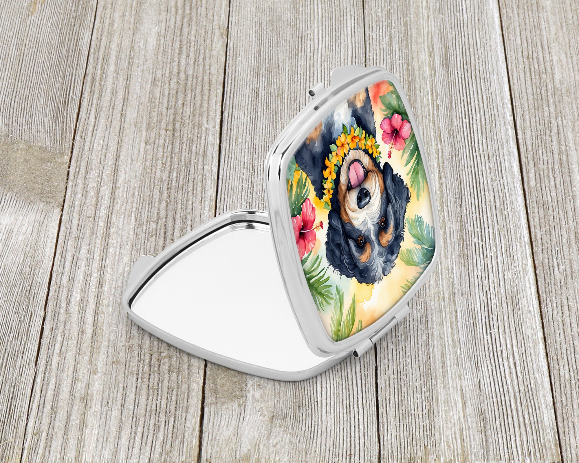 Buy this Bernedoodle Luau Compact Mirror