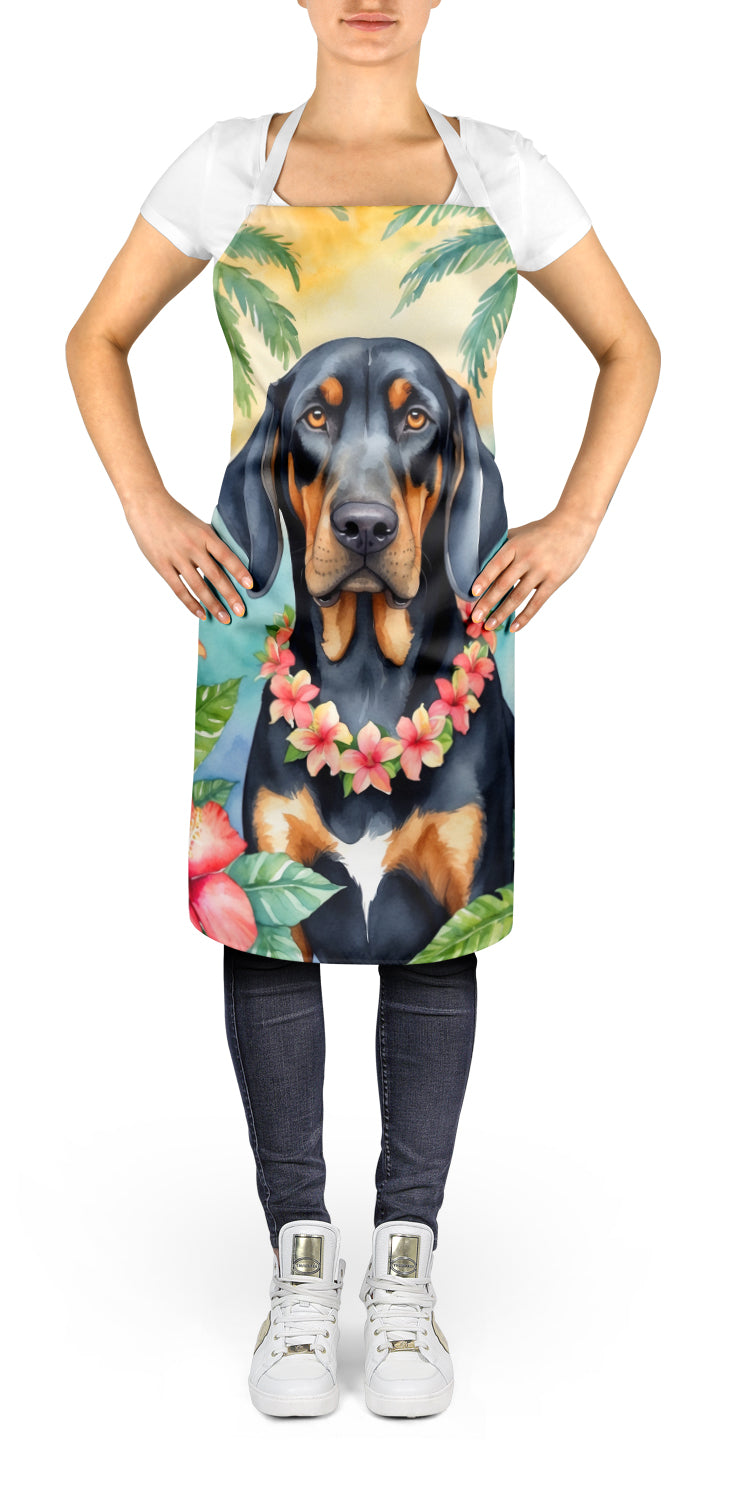 Buy this Black and Tan Coonhound Luau Apron