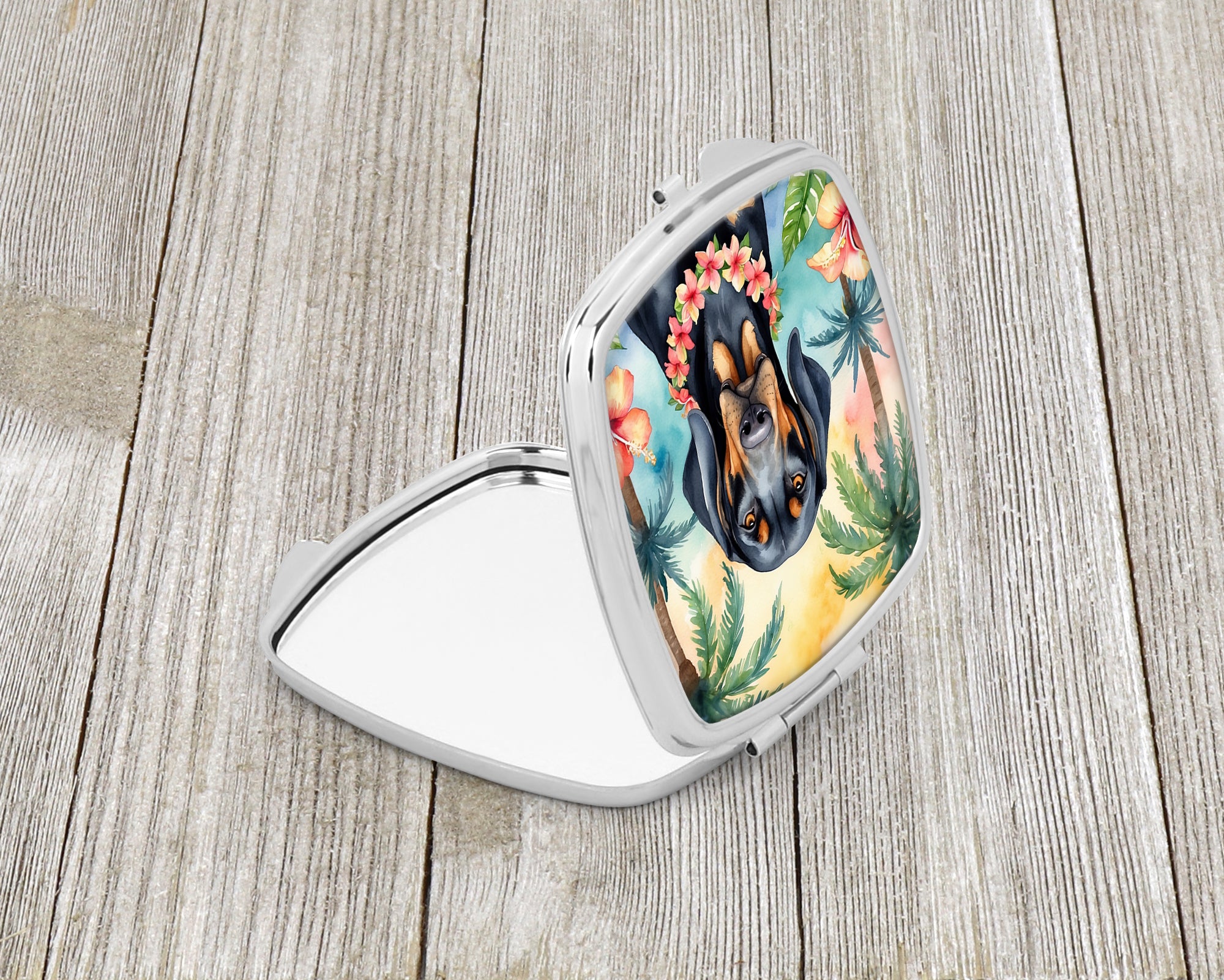 Buy this Black and Tan Coonhound Luau Compact Mirror