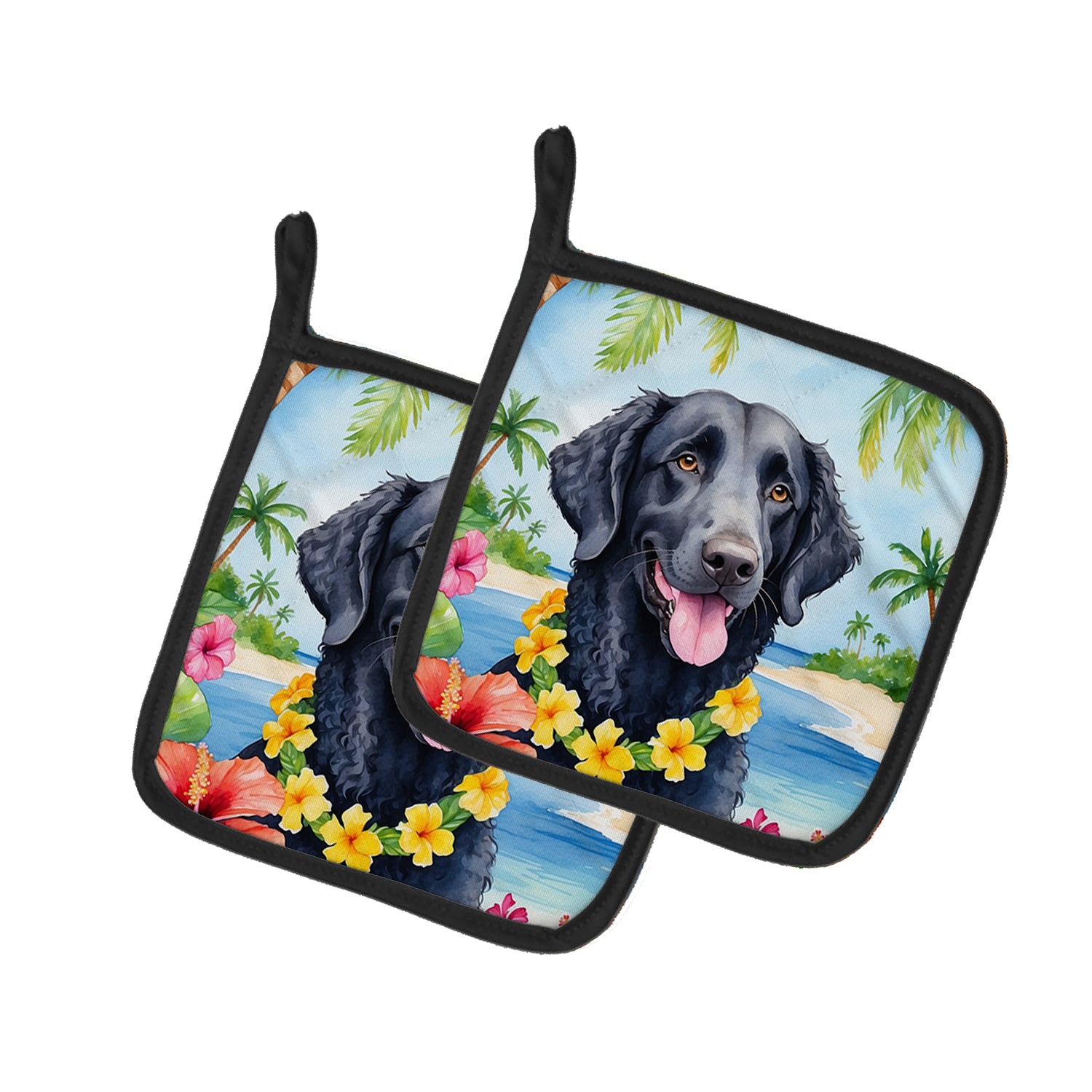 Buy this Curly-Coated Retriever Luau Pair of Pot Holders