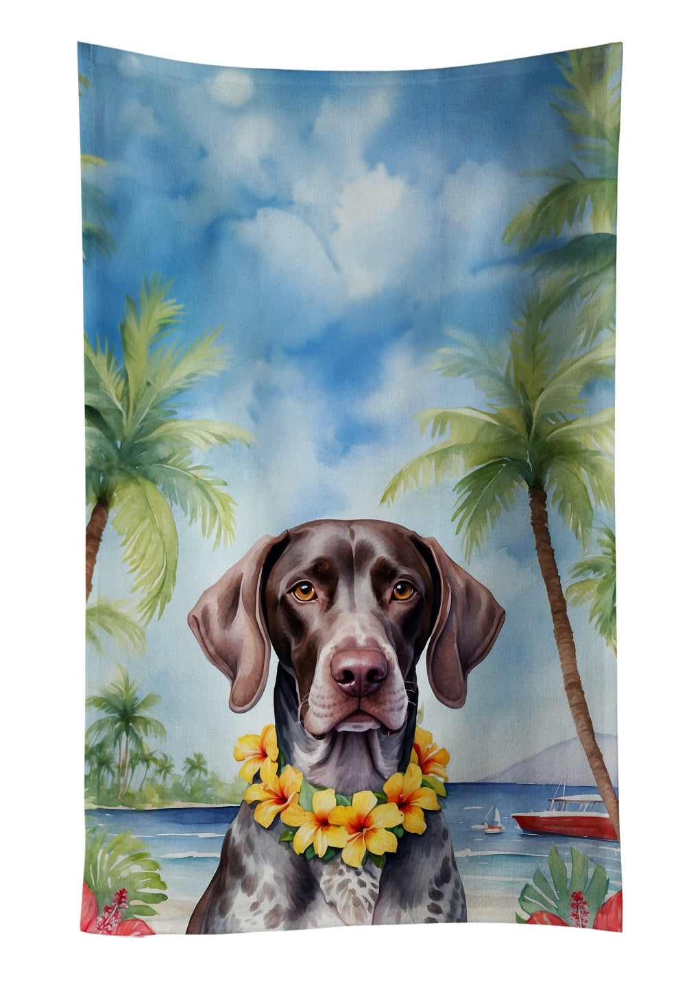 Buy this German Shorthaired Pointer Luau Kitchen Towel
