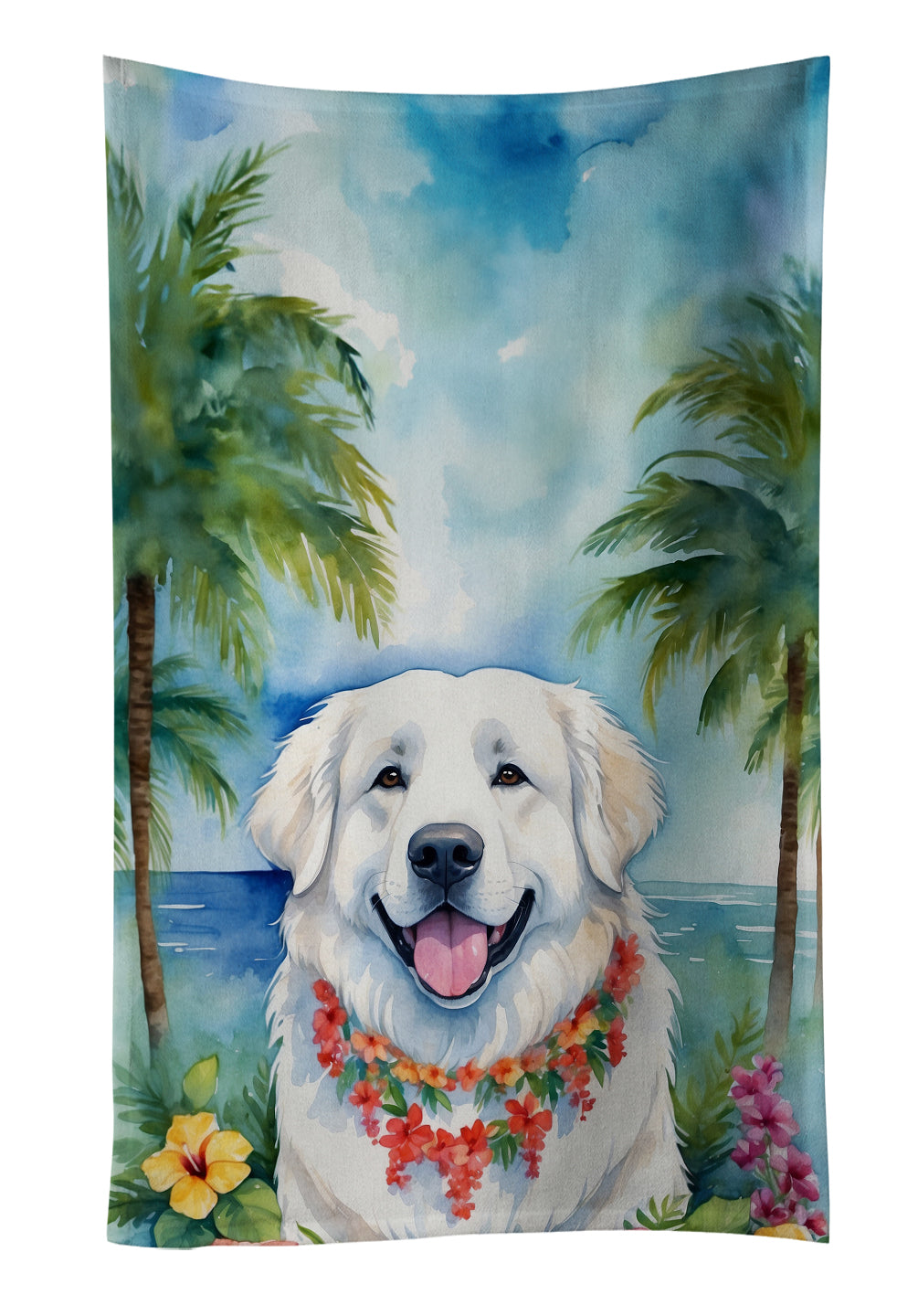 Buy this Great Pyrenees Luau Kitchen Towel