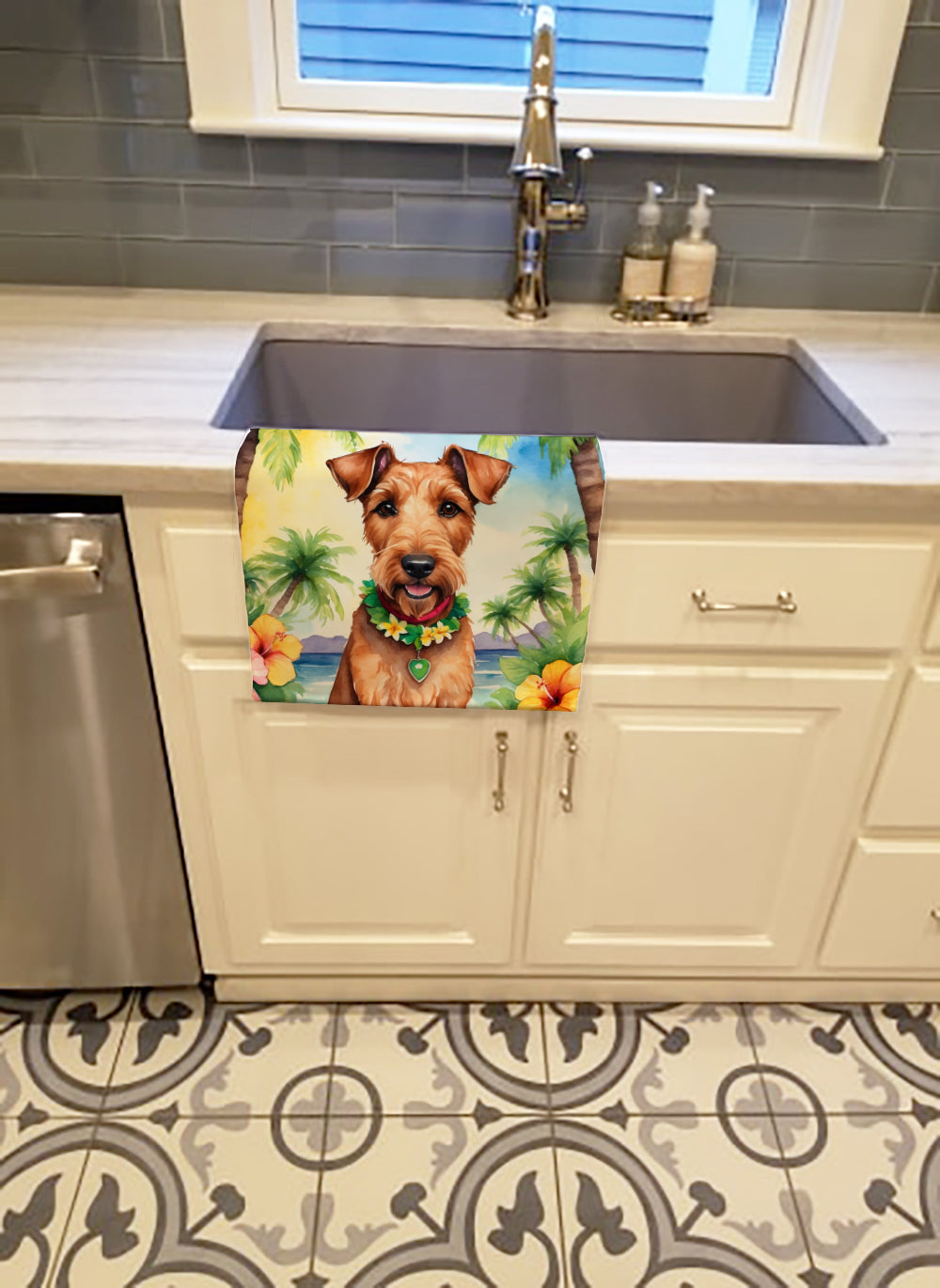 Buy this Irish Terrier Luau Kitchen Towel