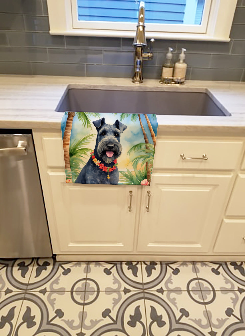 Buy this Kerry Blue Terrier Luau Kitchen Towel