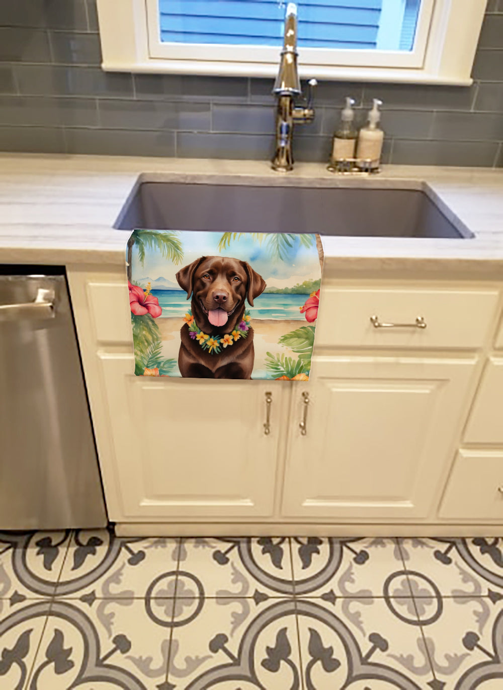 Buy this Chocolate Labrador Retriever Luau Kitchen Towel