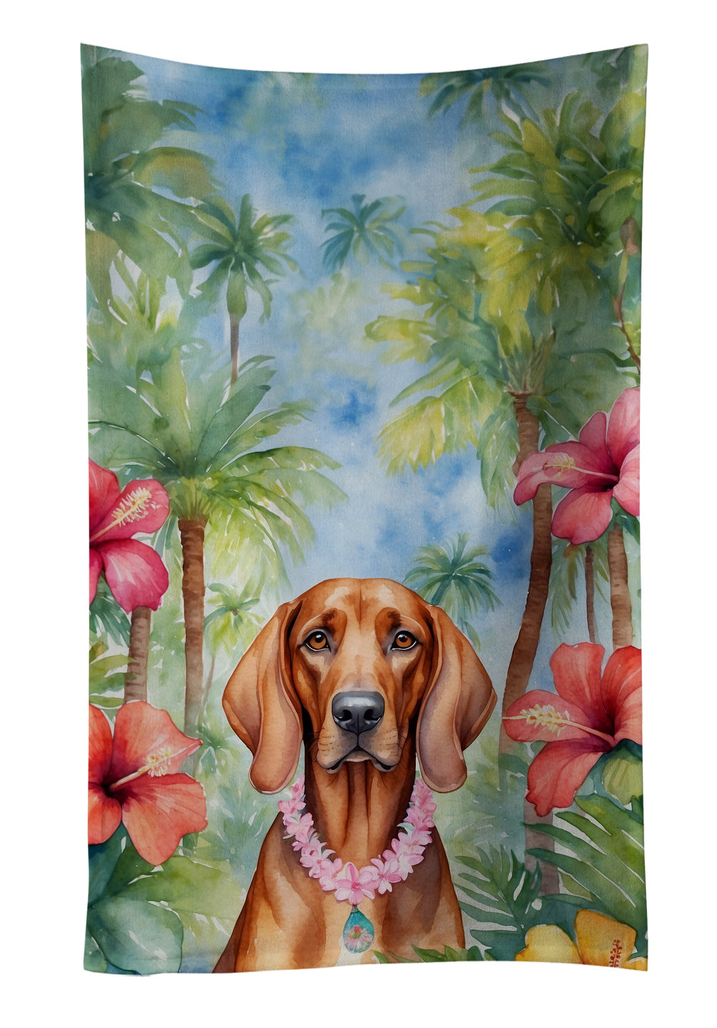 Buy this Redbone Coonhound Luau Kitchen Towel