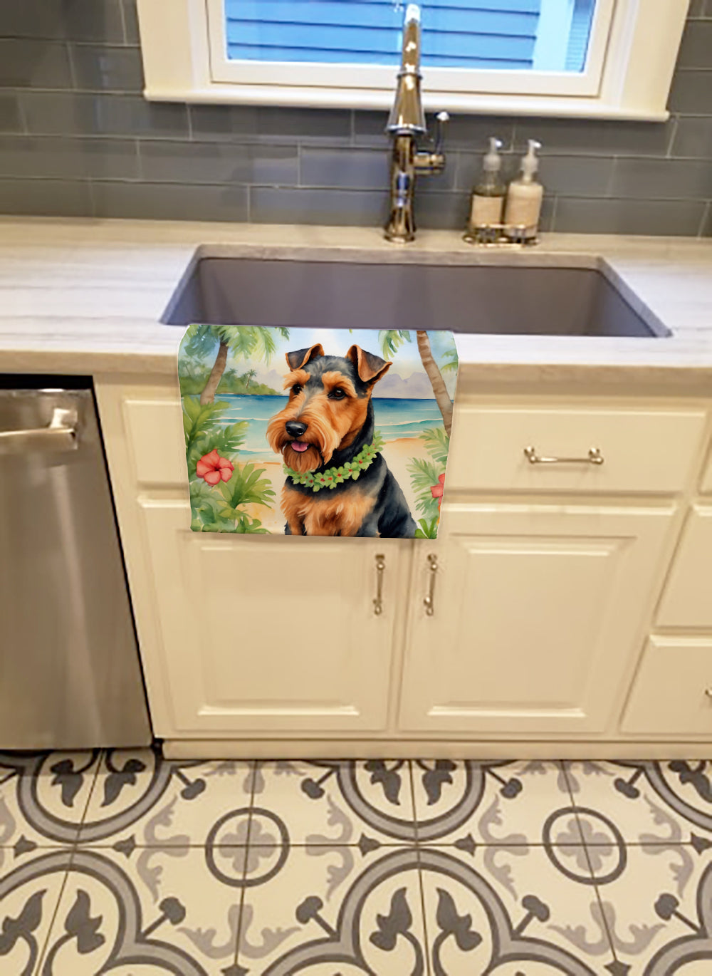 Buy this Welsh Terrier Luau Kitchen Towel