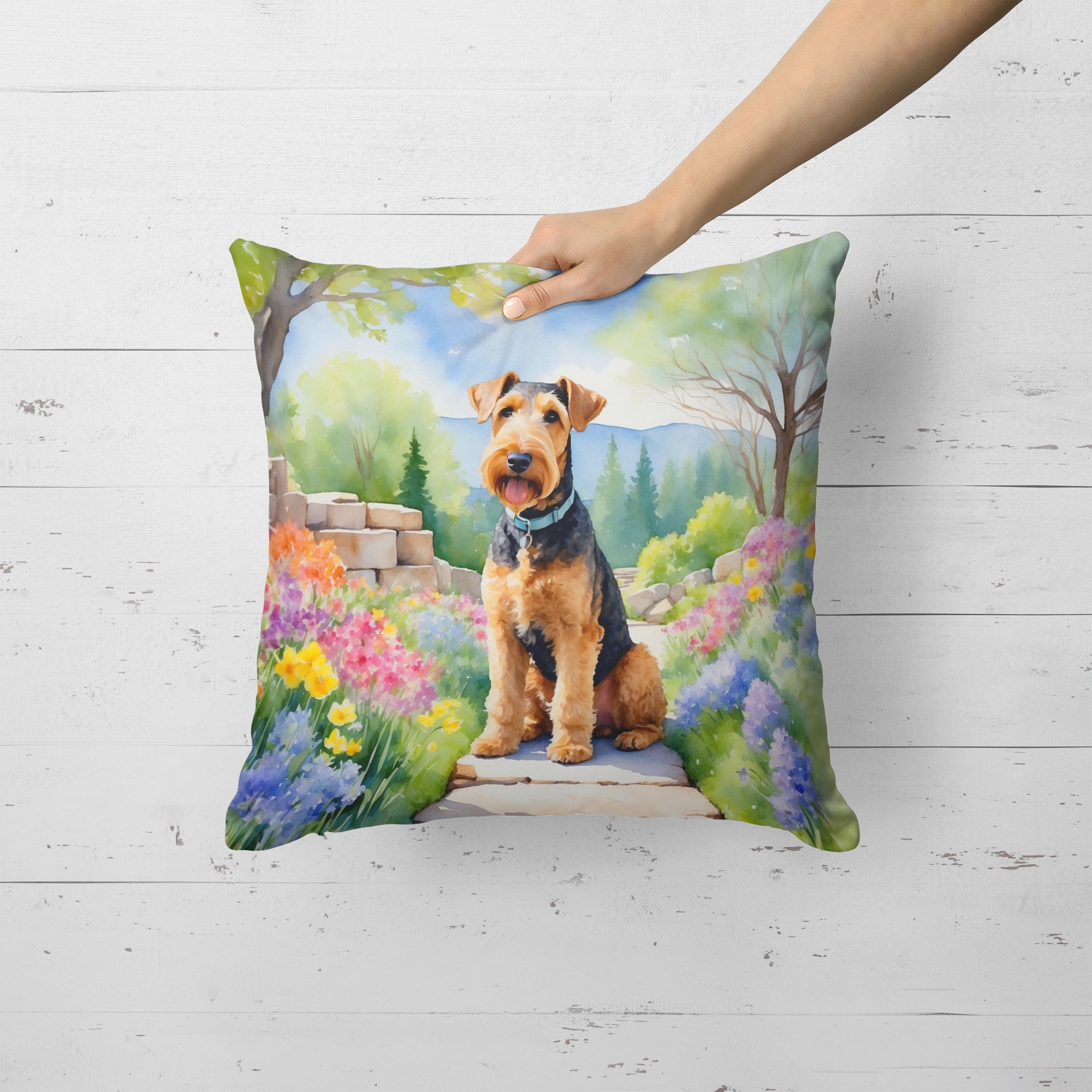 Buy this Airedale Terrier Spring Garden Throw Pillow