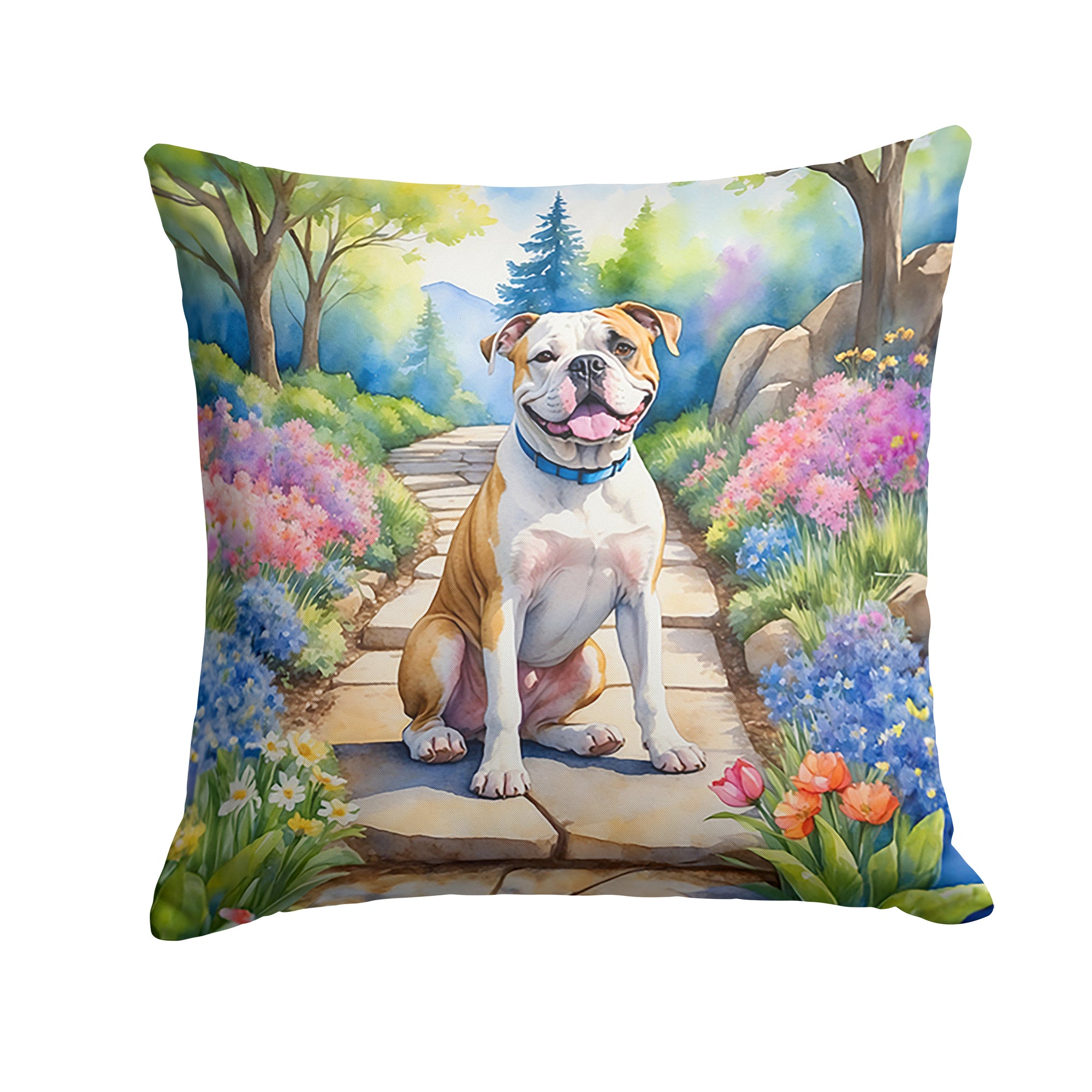 Buy this American Bulldog Spring Garden Throw Pillow