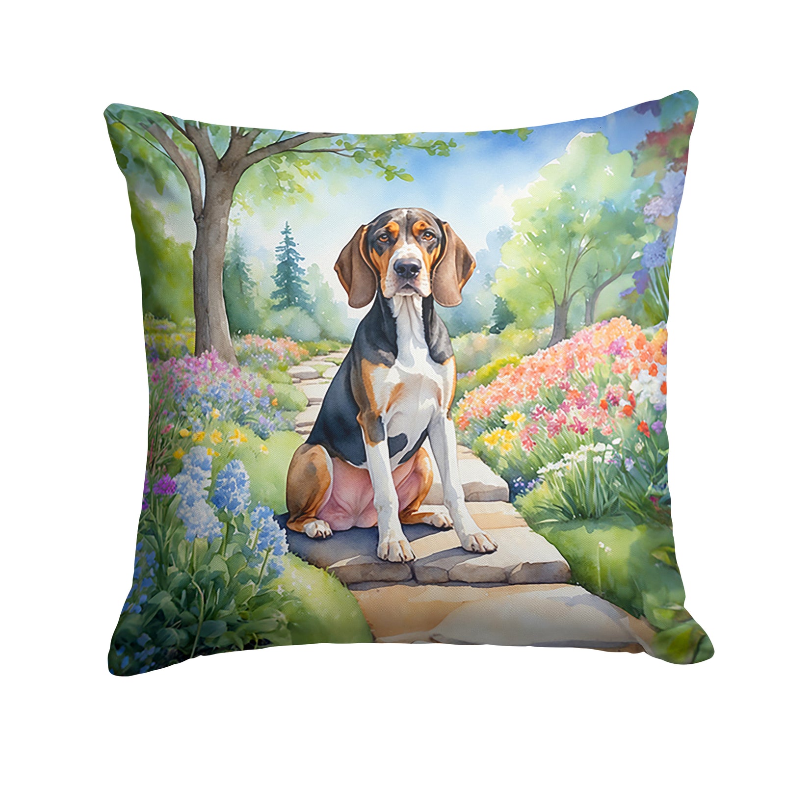 Buy this American English Coonhound Spring Garden Throw Pillow