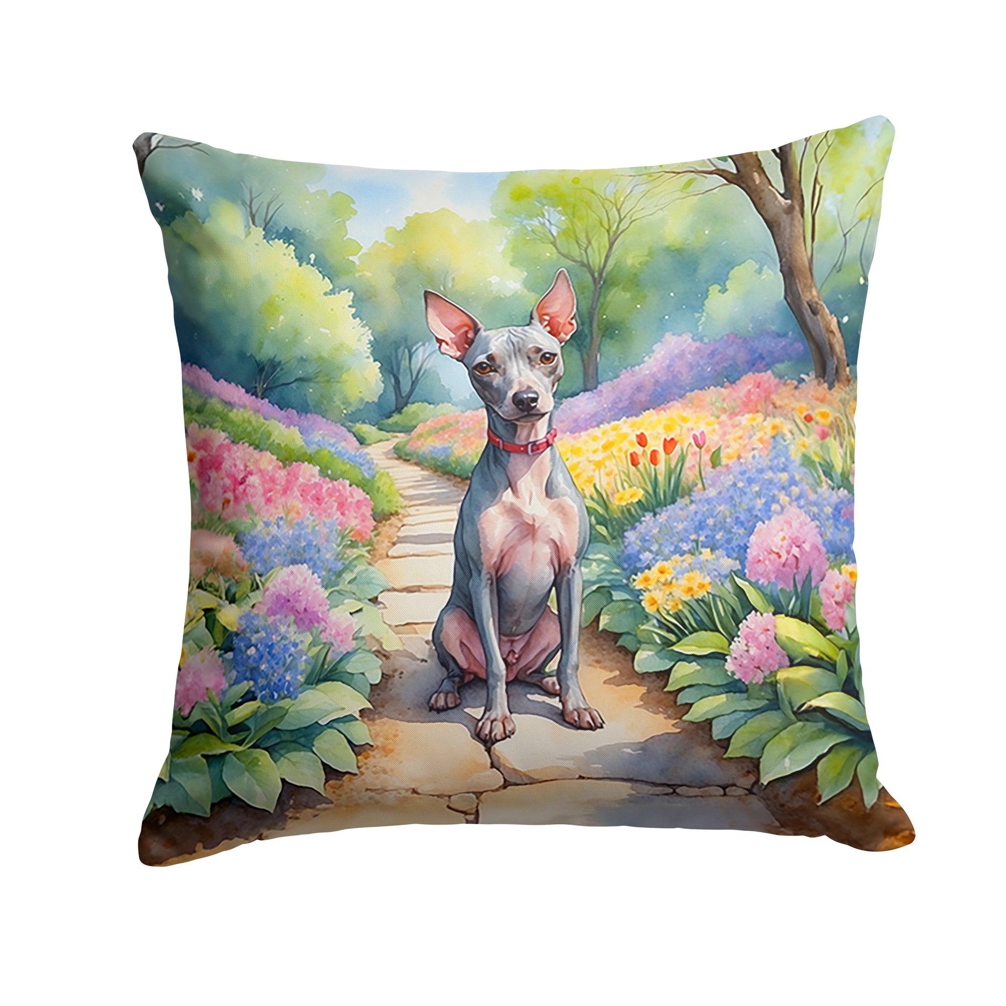 Buy this American Hairless Terrier Spring Garden Throw Pillow