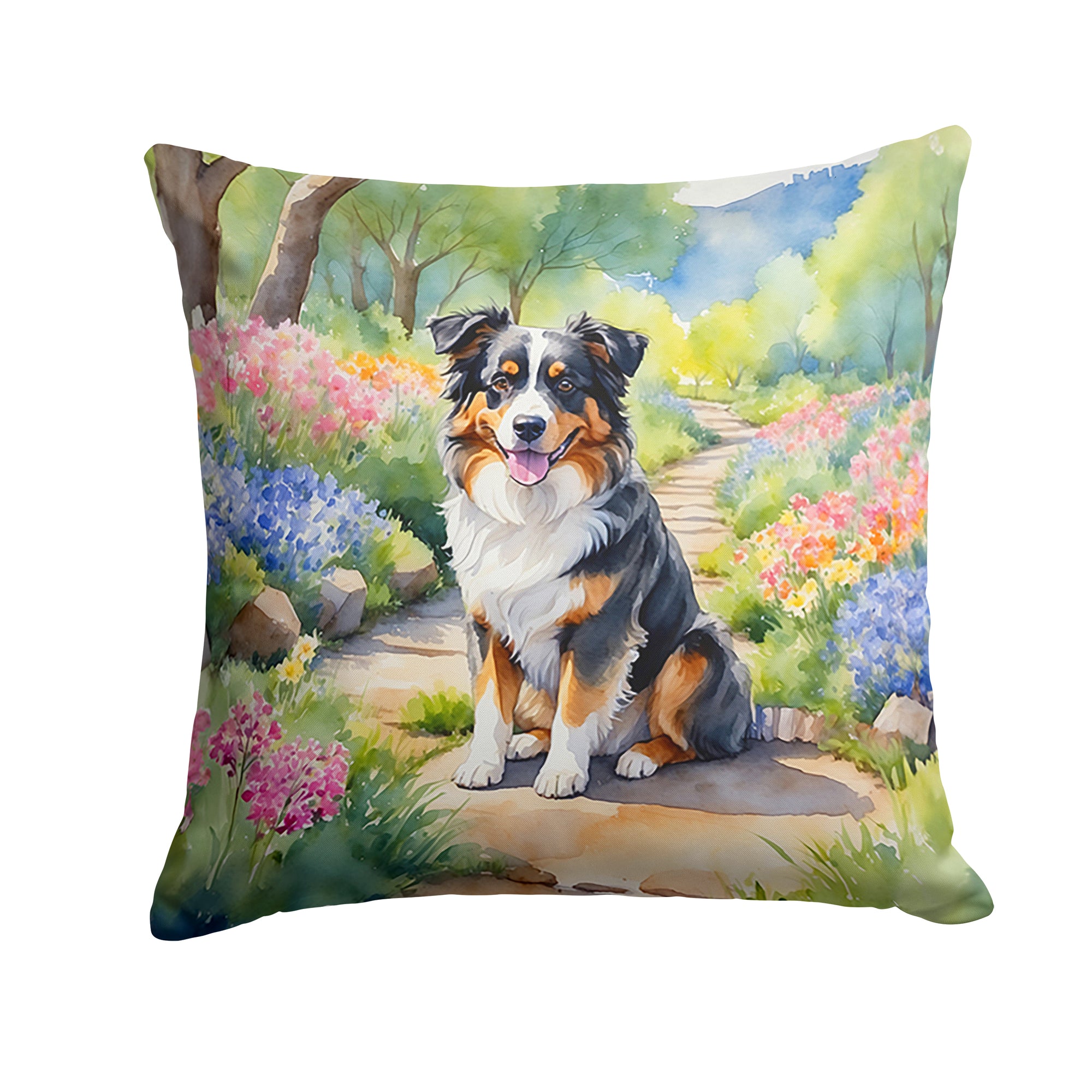 Buy this Australian Shepherd Spring Garden Throw Pillow
