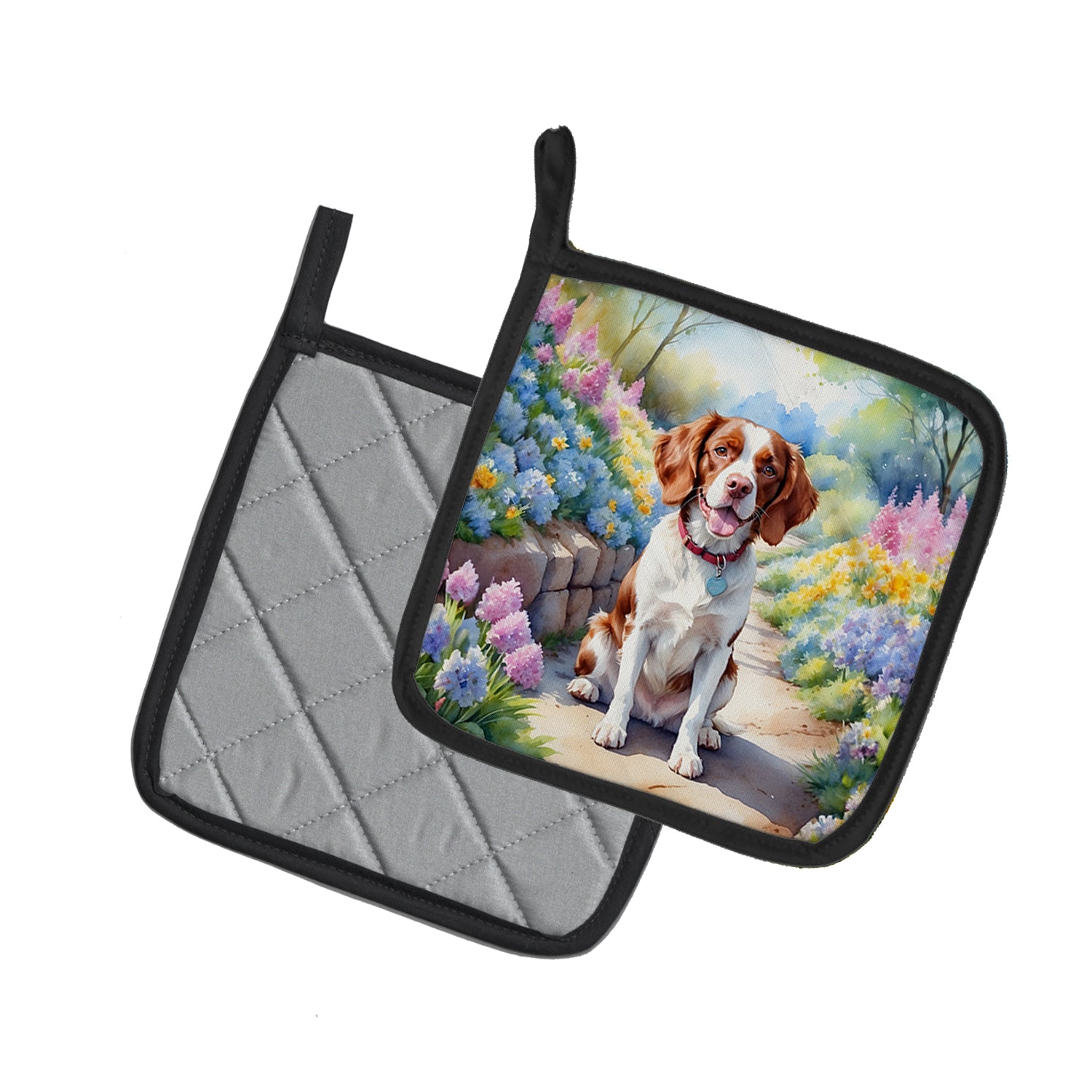 Buy this Brittany Spaniel Spring Path Pair of Pot Holders