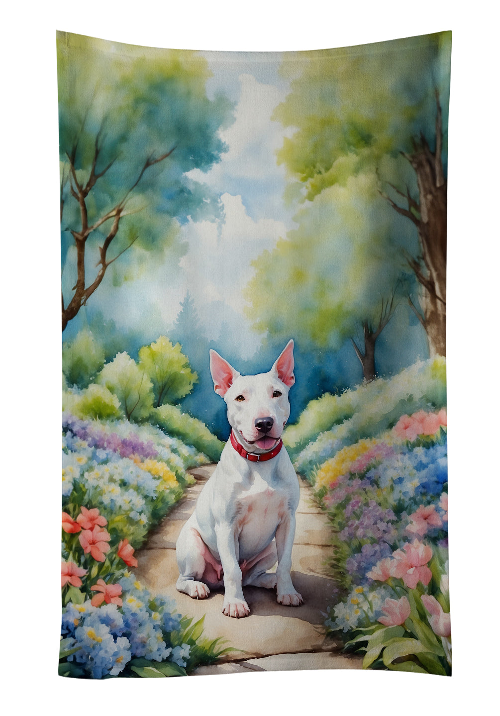 Buy this Bull Terrier Spring Path Kitchen Towel