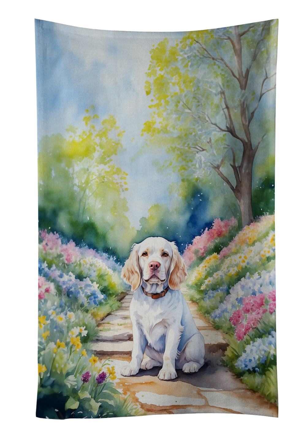 Buy this Clumber Spaniel Spring Path Kitchen Towel
