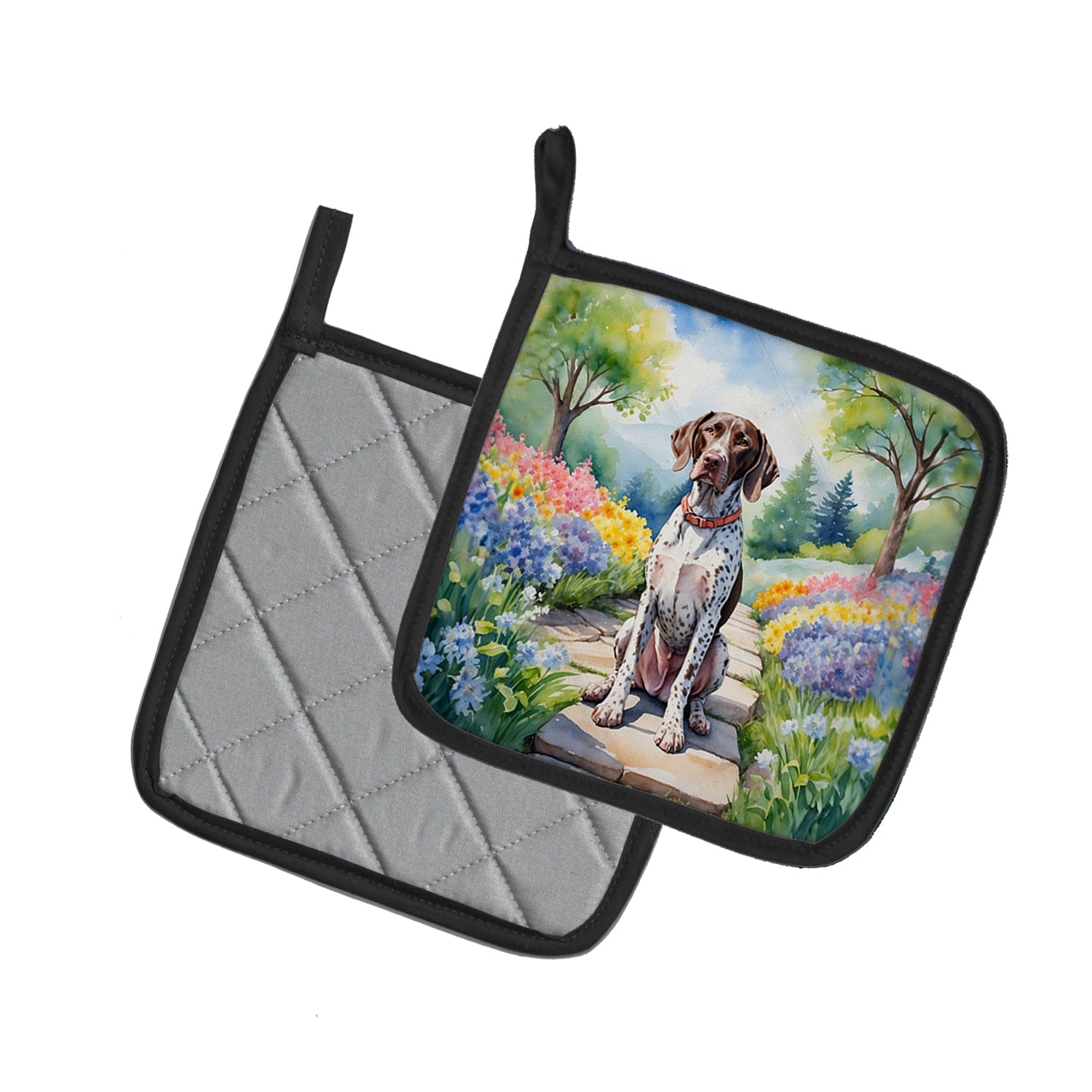 Buy this German Shorthaired Pointer Spring Path Pair of Pot Holders