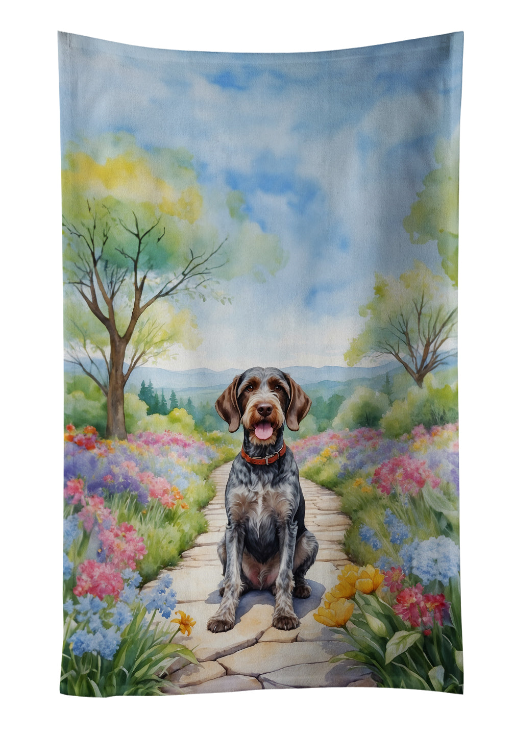 Buy this German Wirehaired Pointer Spring Path Kitchen Towel